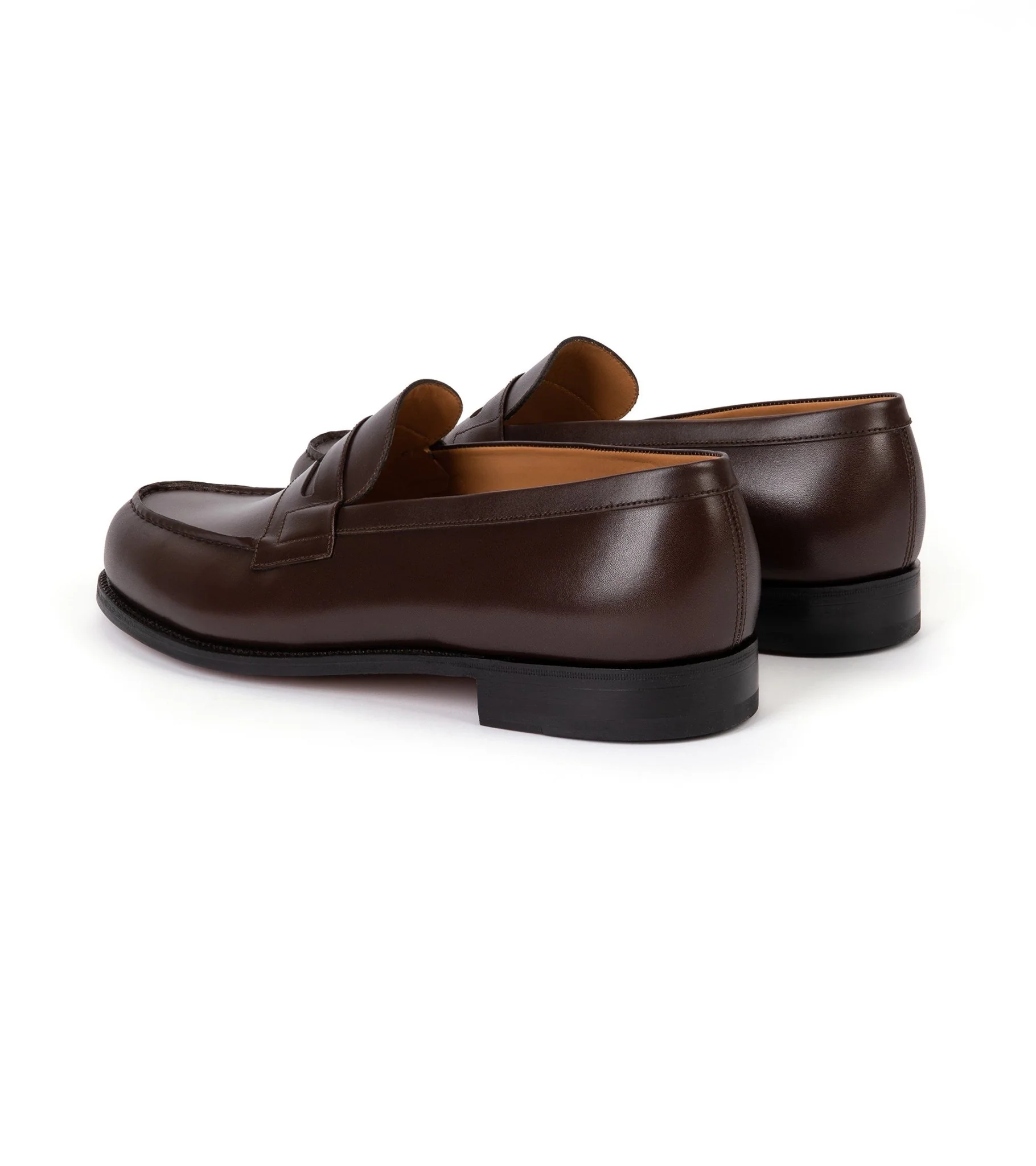 J.M. Weston Boxcalf Leather 180 Loafer: Dark Brown - Image 3