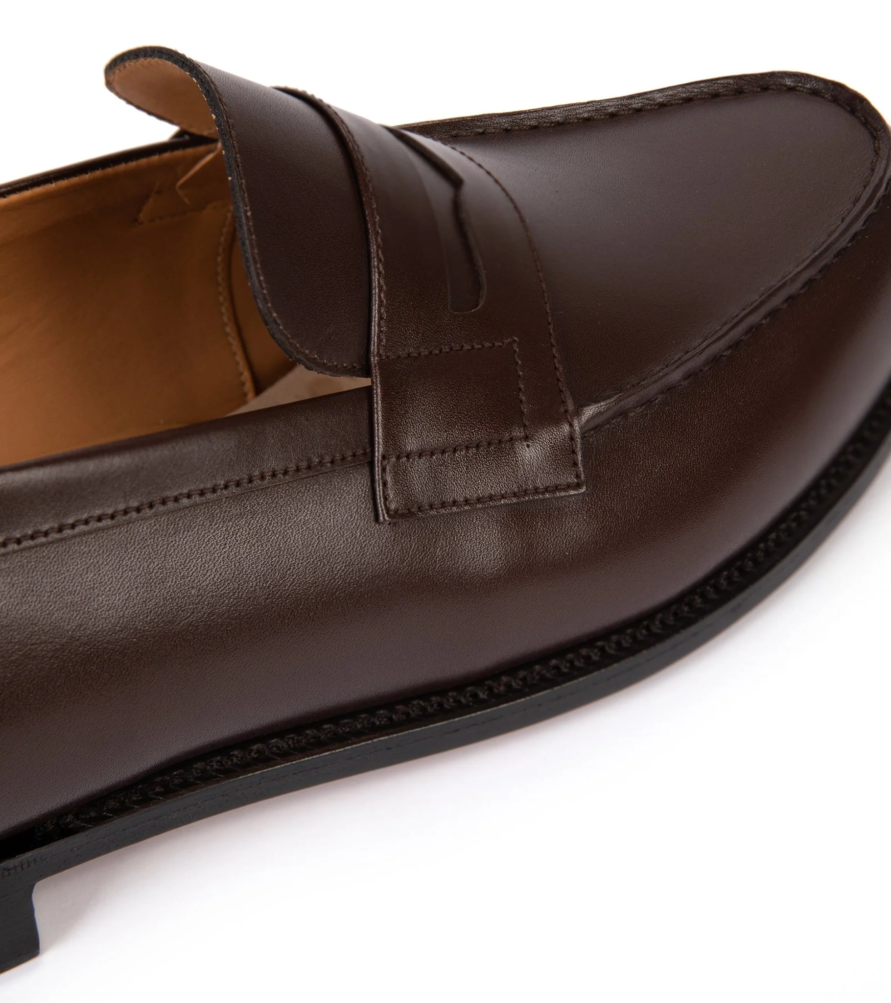 J.M. Weston Boxcalf Leather 180 Loafer: Dark Brown - Image 5