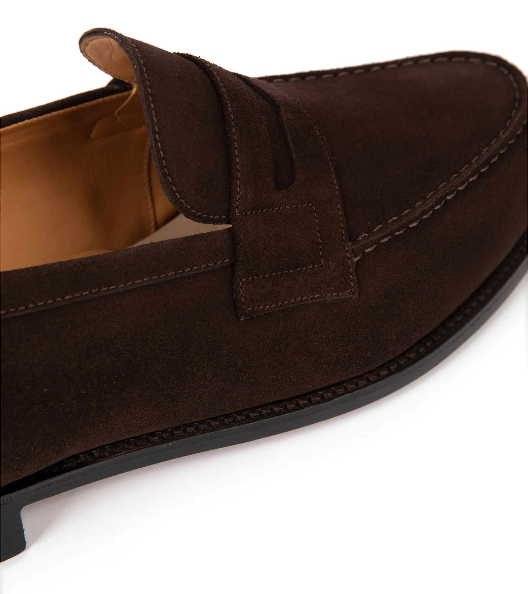 J.M. Weston Calfskin Suede 180 Loafer: Brown - Image 5