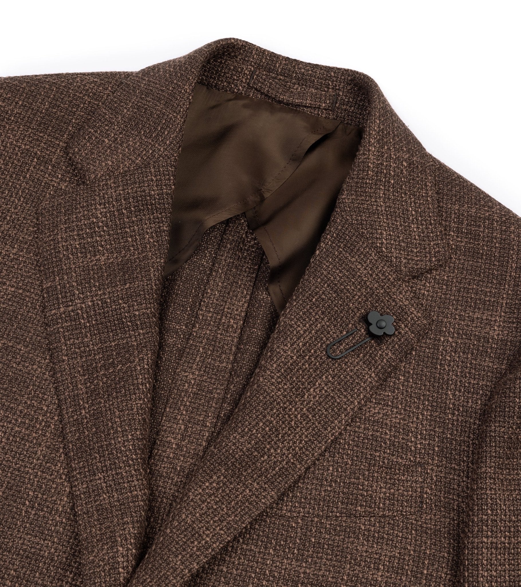 Lardini Loro Piana Wool Cotton Silk Basketweave Jacket: Brown - Image 3