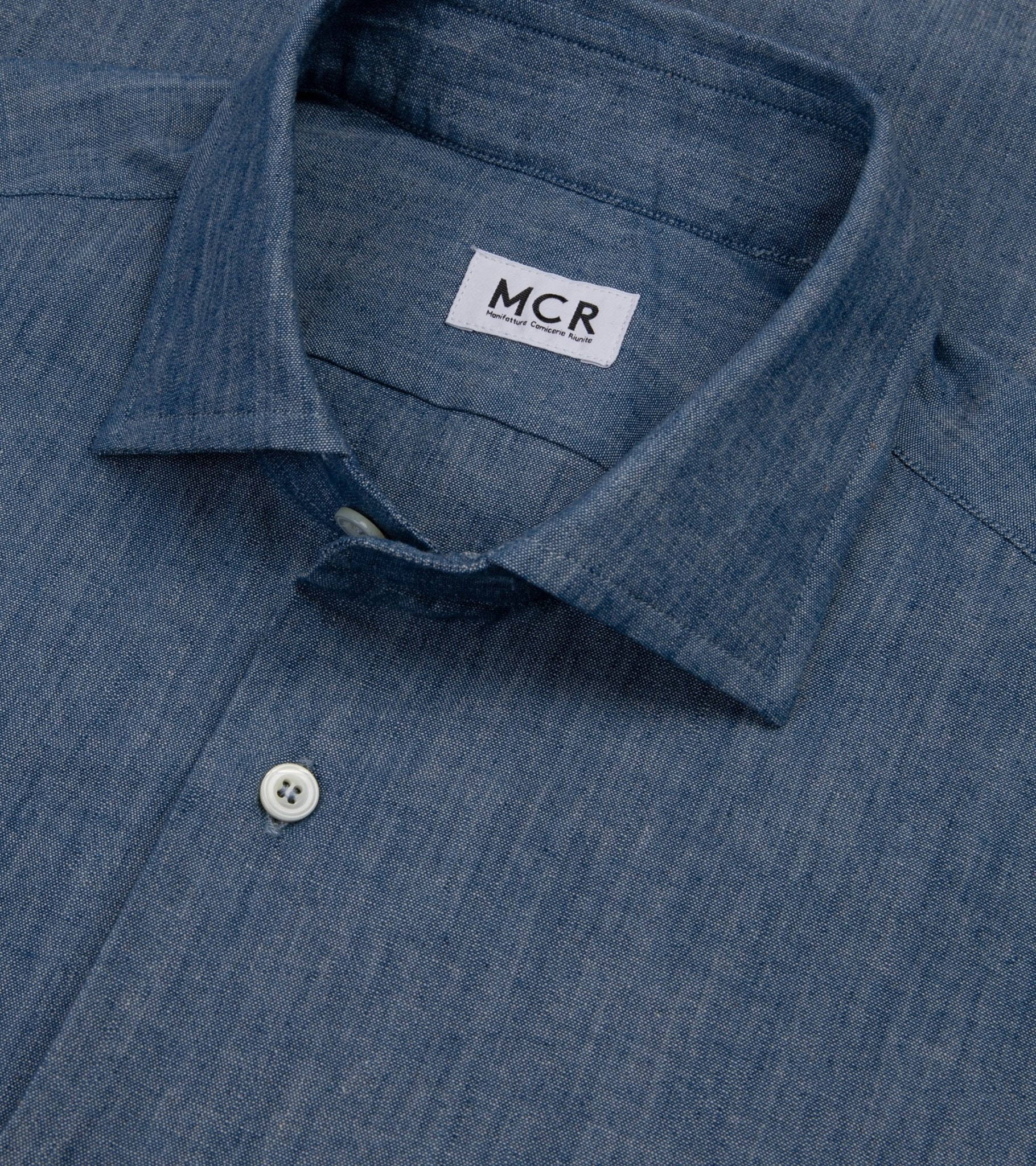 MCR Slim Japanese Chambray Shirt: Dark Blue - Image 3