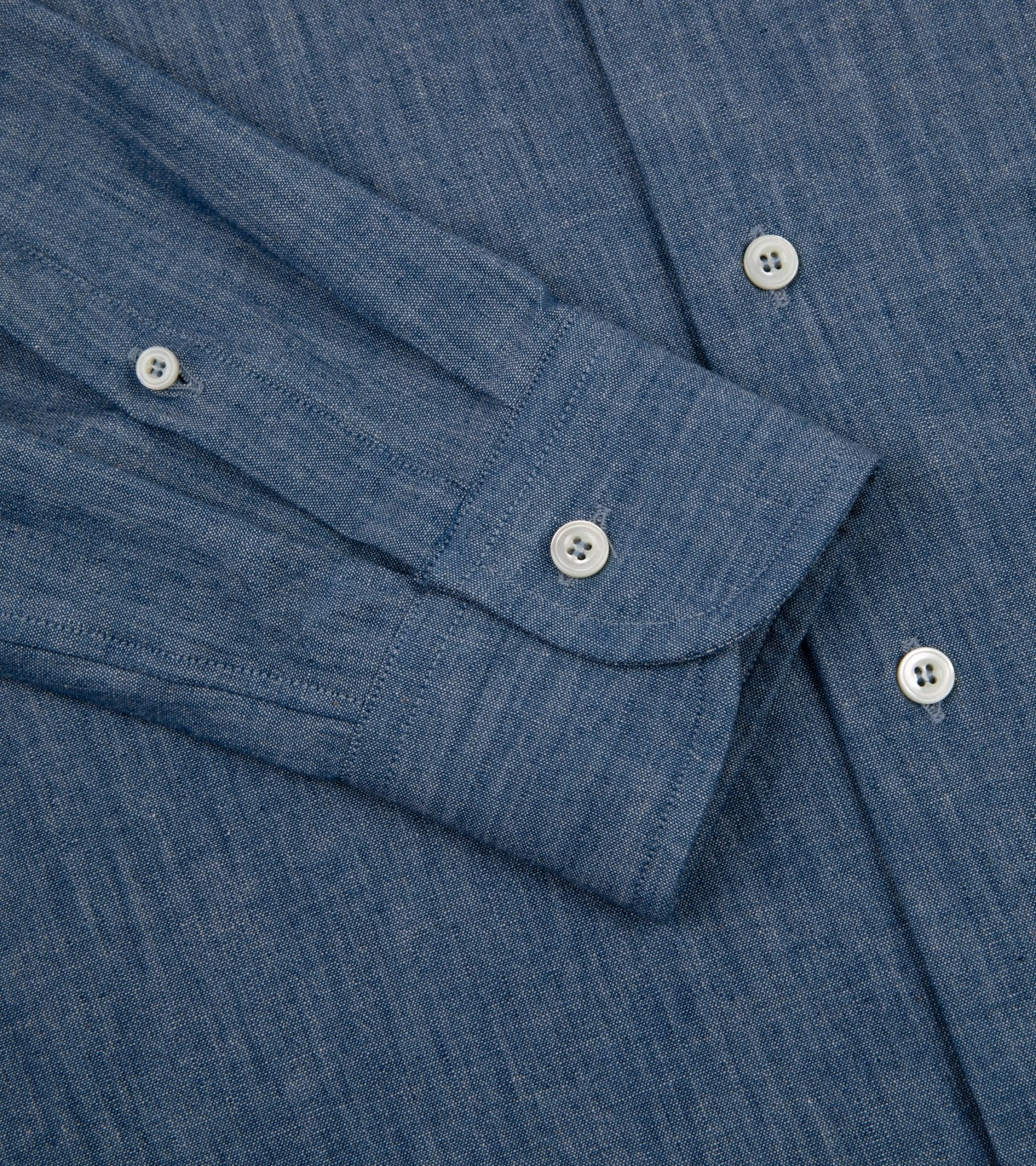 MCR Slim Japanese Chambray Shirt: Dark Blue - Image 4