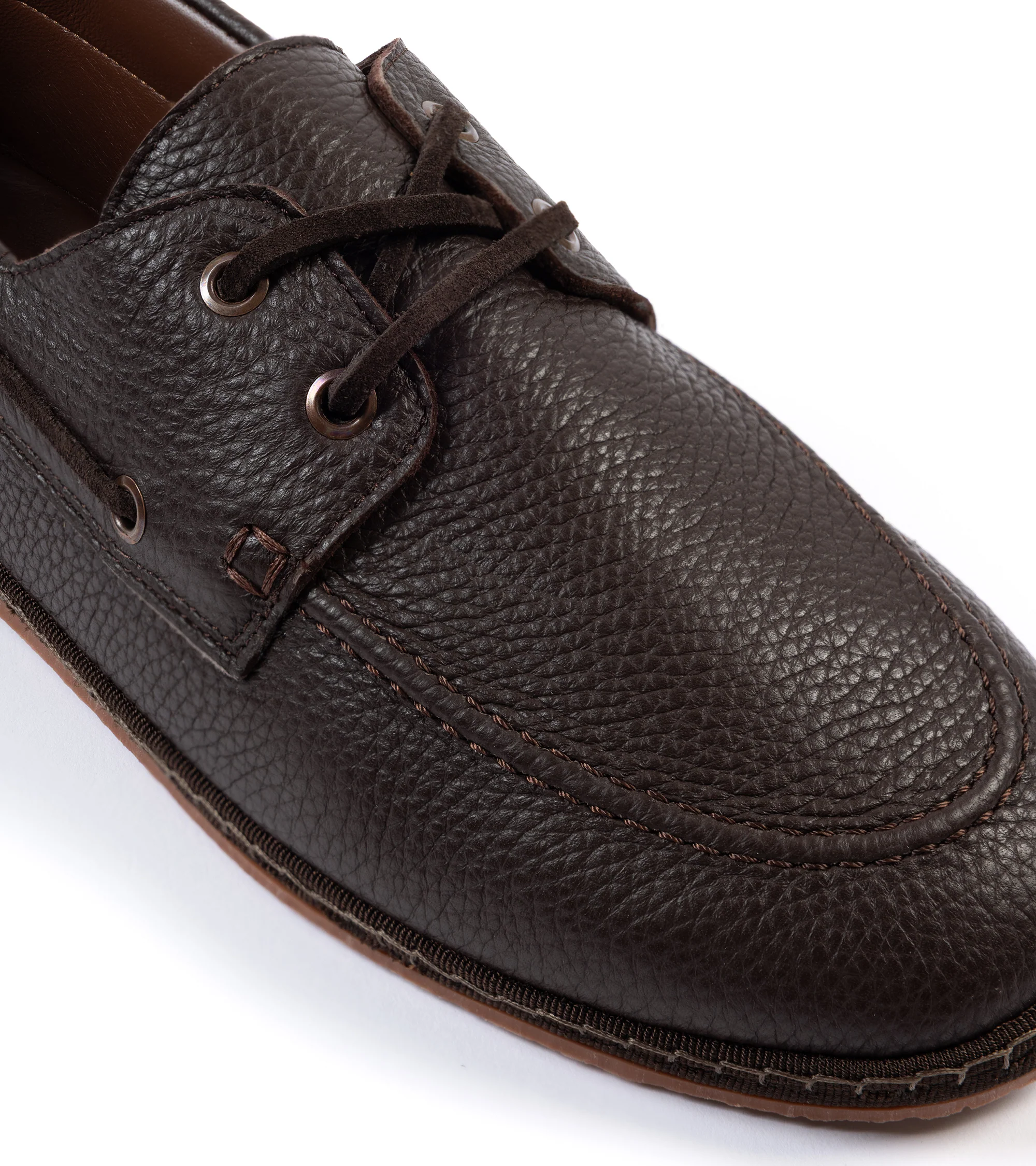 Miez La Barca Hand Stitched Deerskin Moccasin: Brown - Image 5