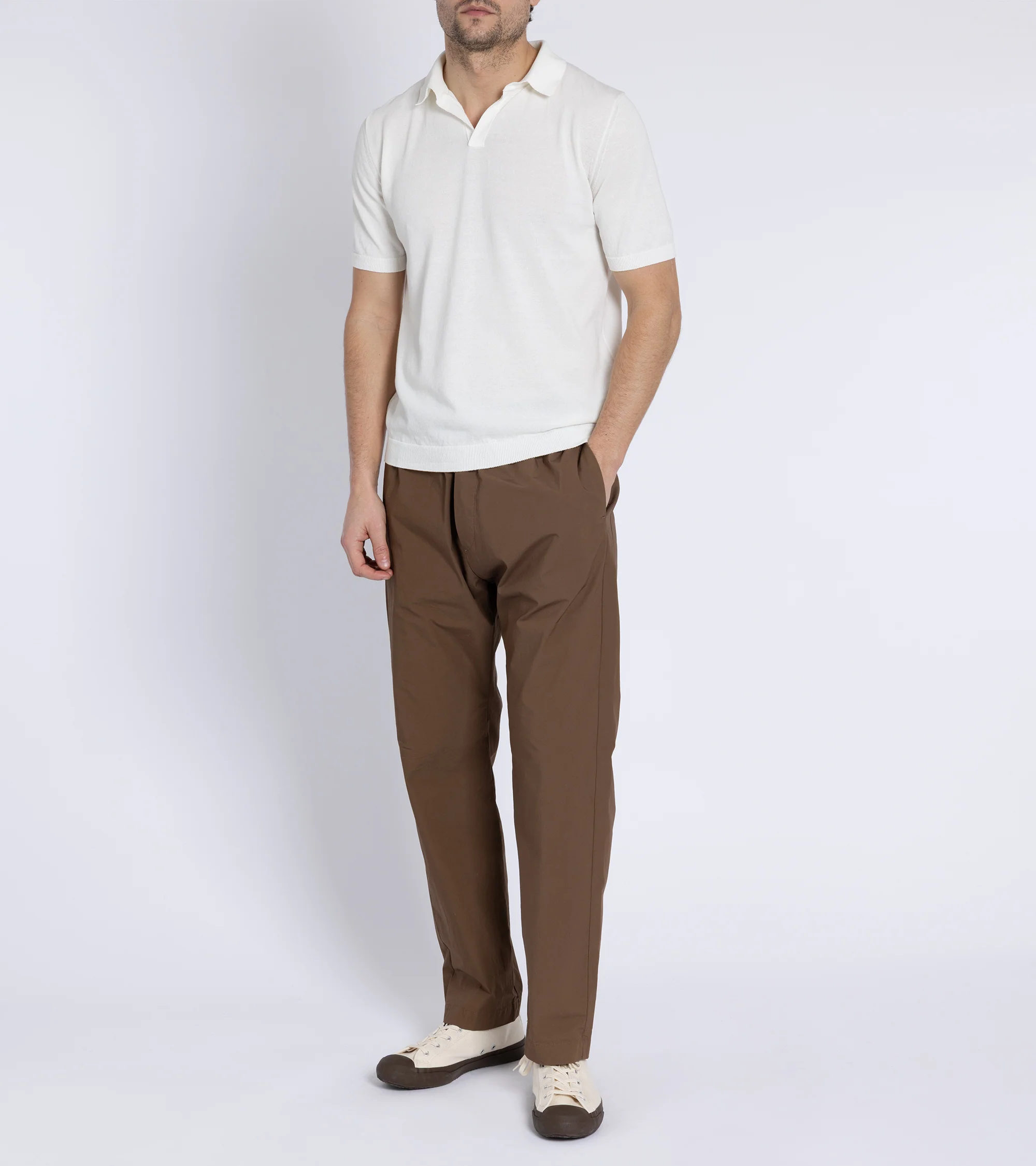 Mooncastle Ice Cotton Knit Skipper Shirt: Off White - Image 6
