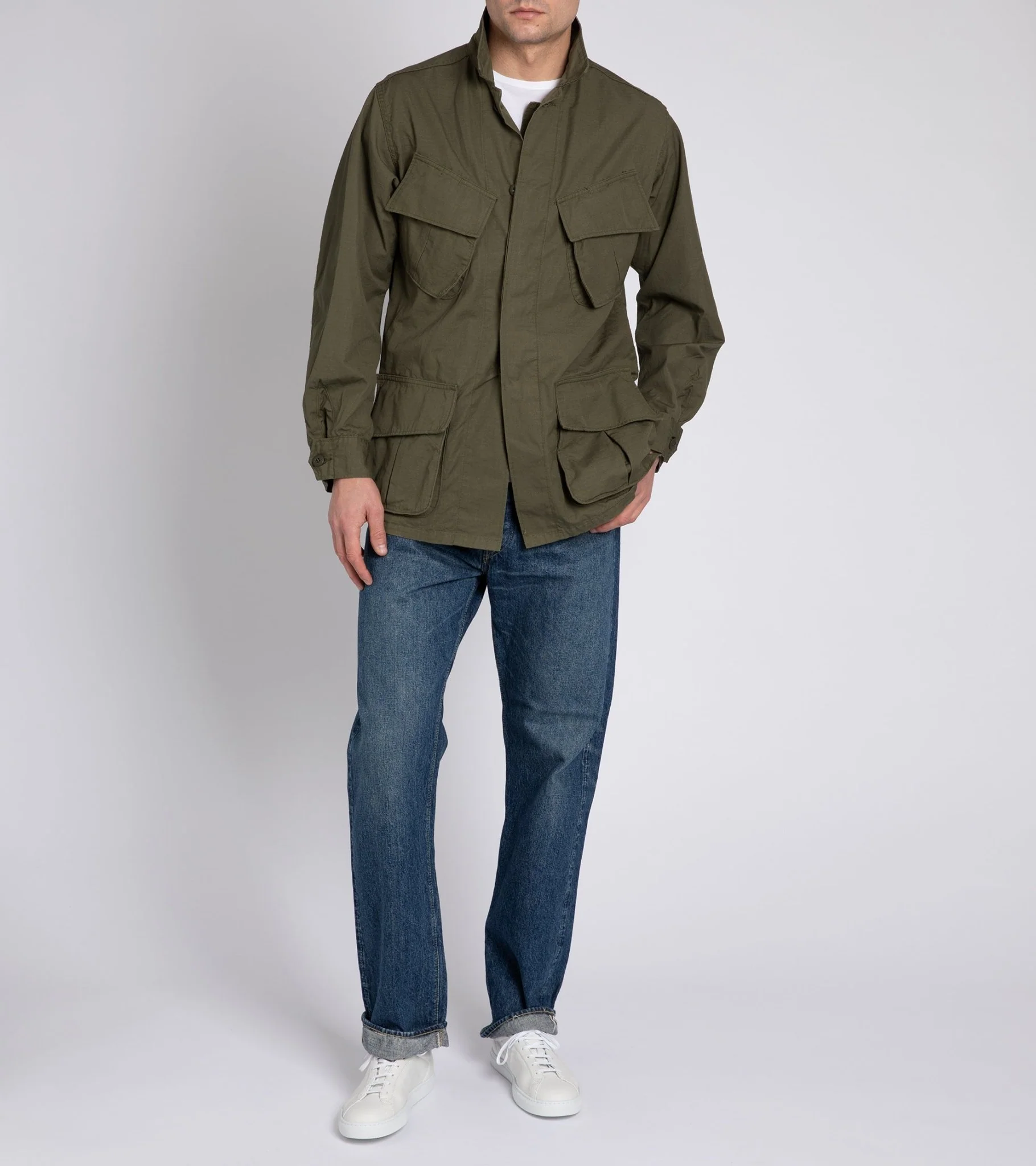OrSlow Cotton Ripstop Tropical Jacket: Army Green - Image 7