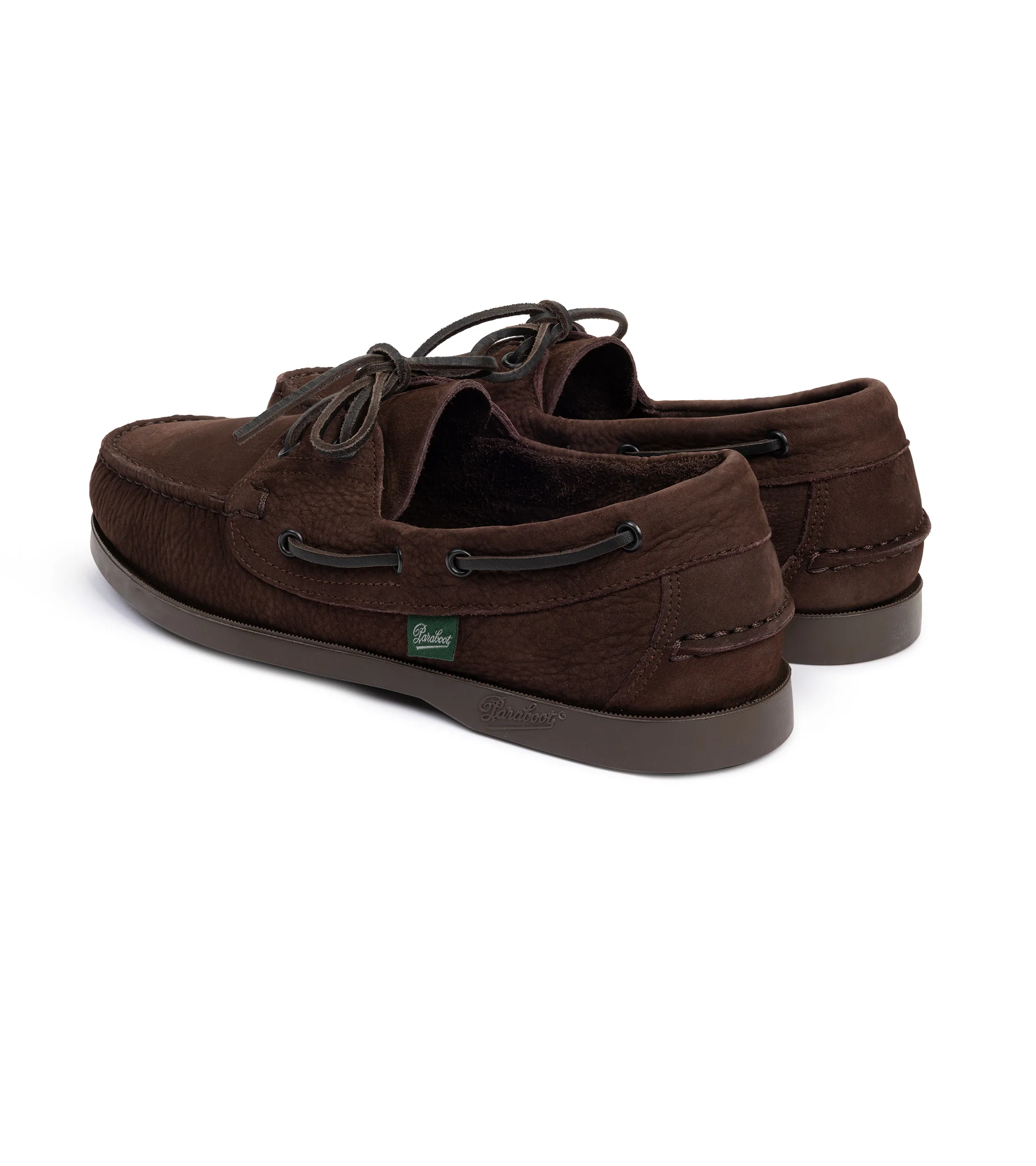 Paraboot Barth Nubuck Boat Shoe: Chocolate - Image 3