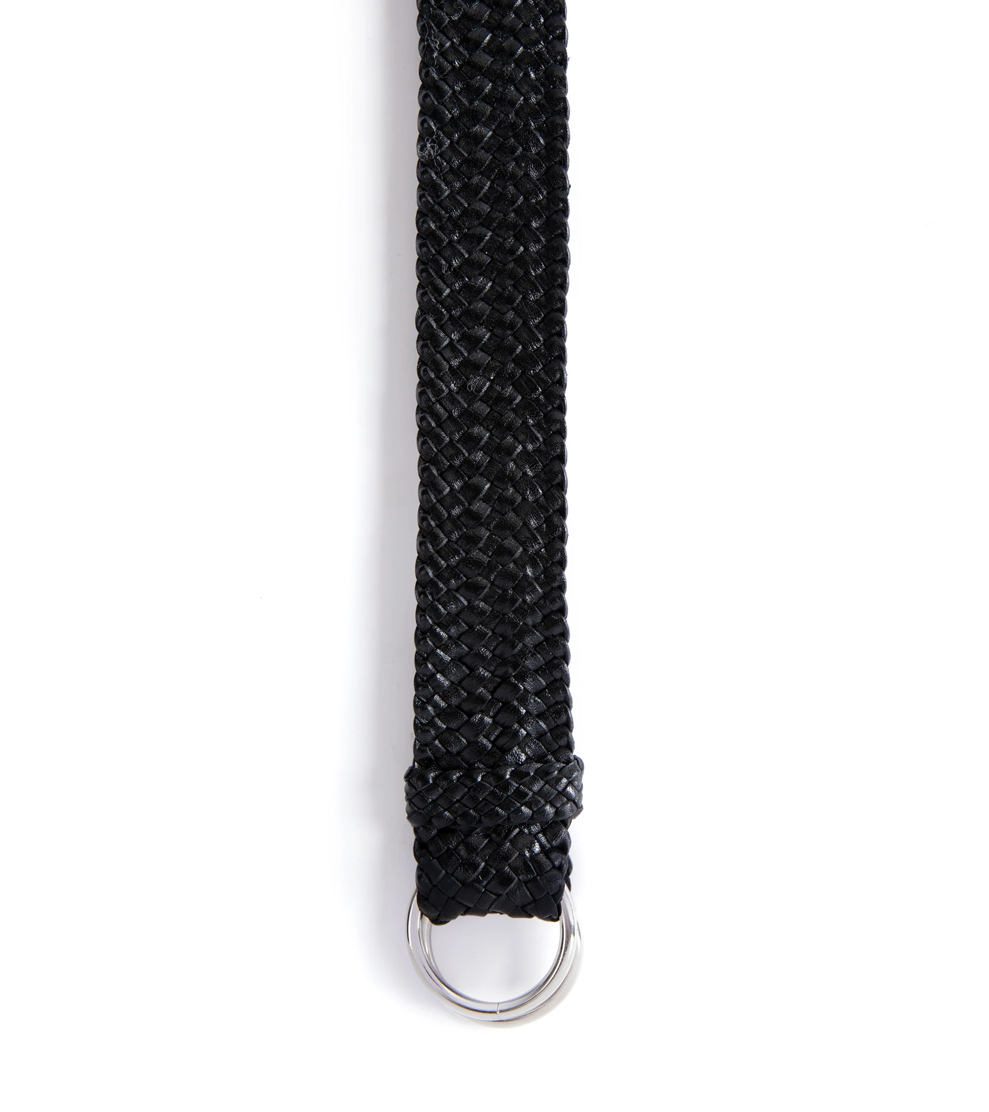 R.M. Williams Kangaroo Leather Plaited 'O' Ring Belt: Black - Image 2