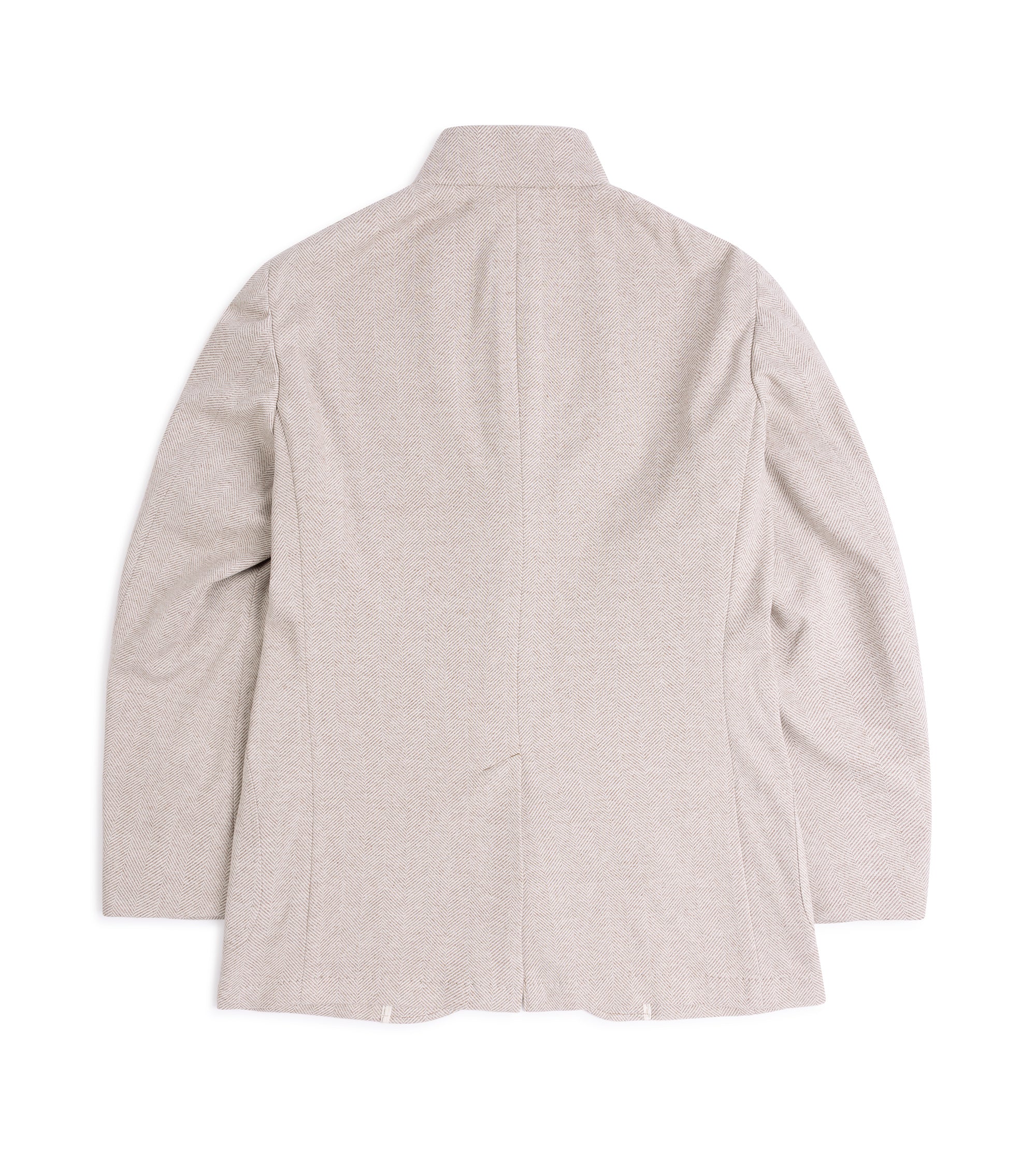 Ring Jacket Cotton Herringbone Stand Collar Jacket: Beige - Image 3