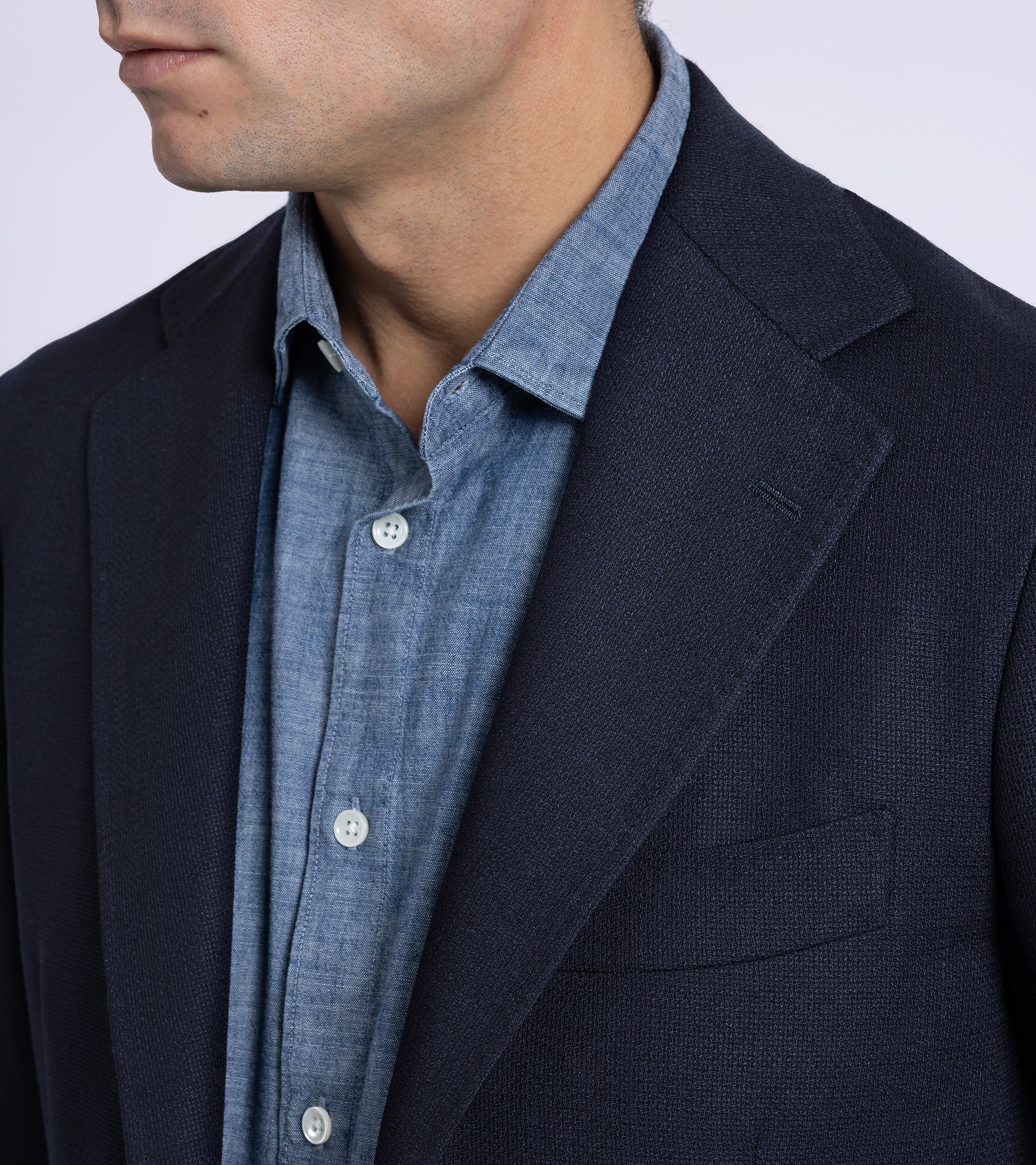 Ring Jacket Wool Mesh Balloon Jacket: Navy - Image 7