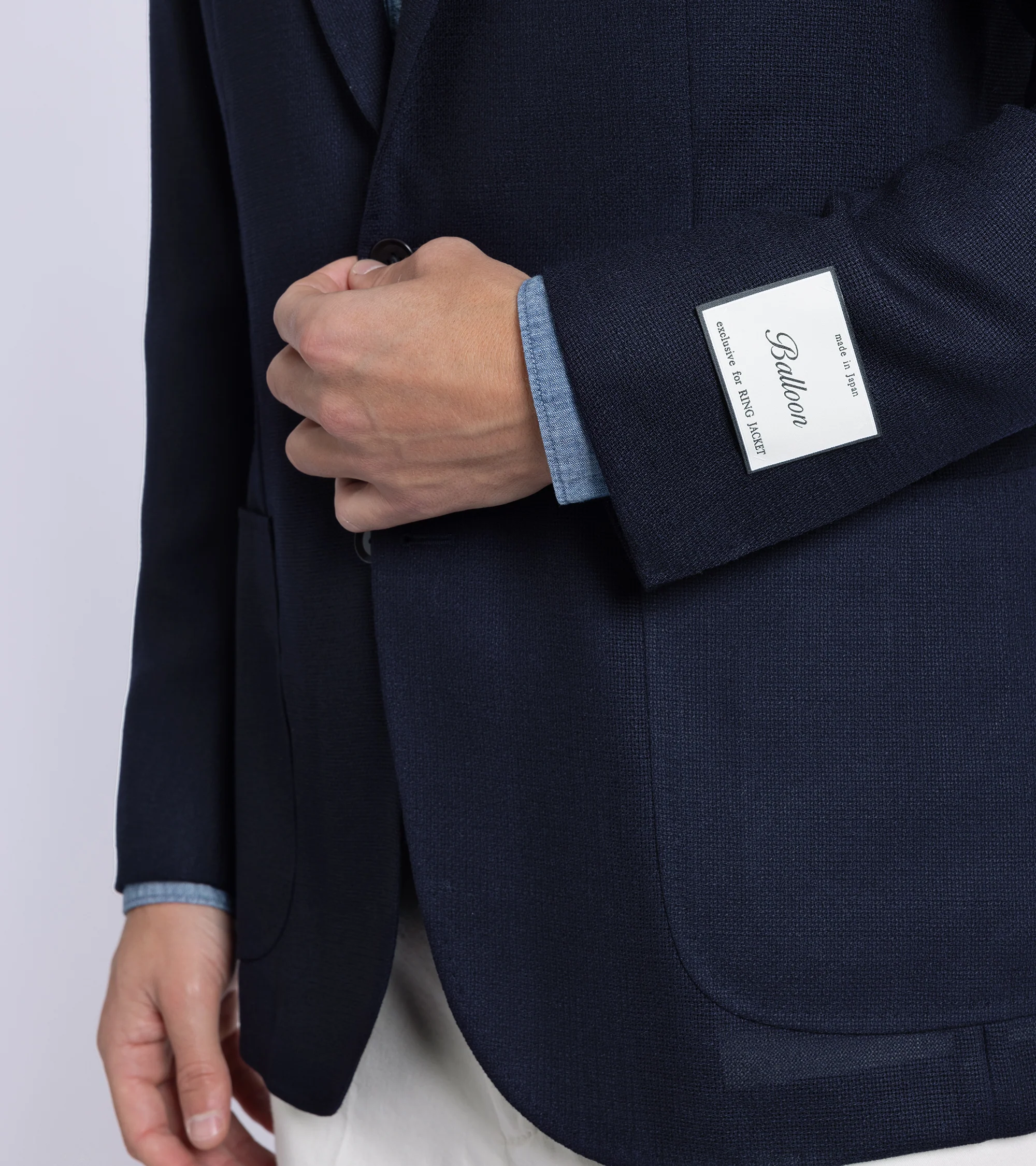 Ring Jacket Wool Mesh Balloon Jacket: Navy - Image 8
