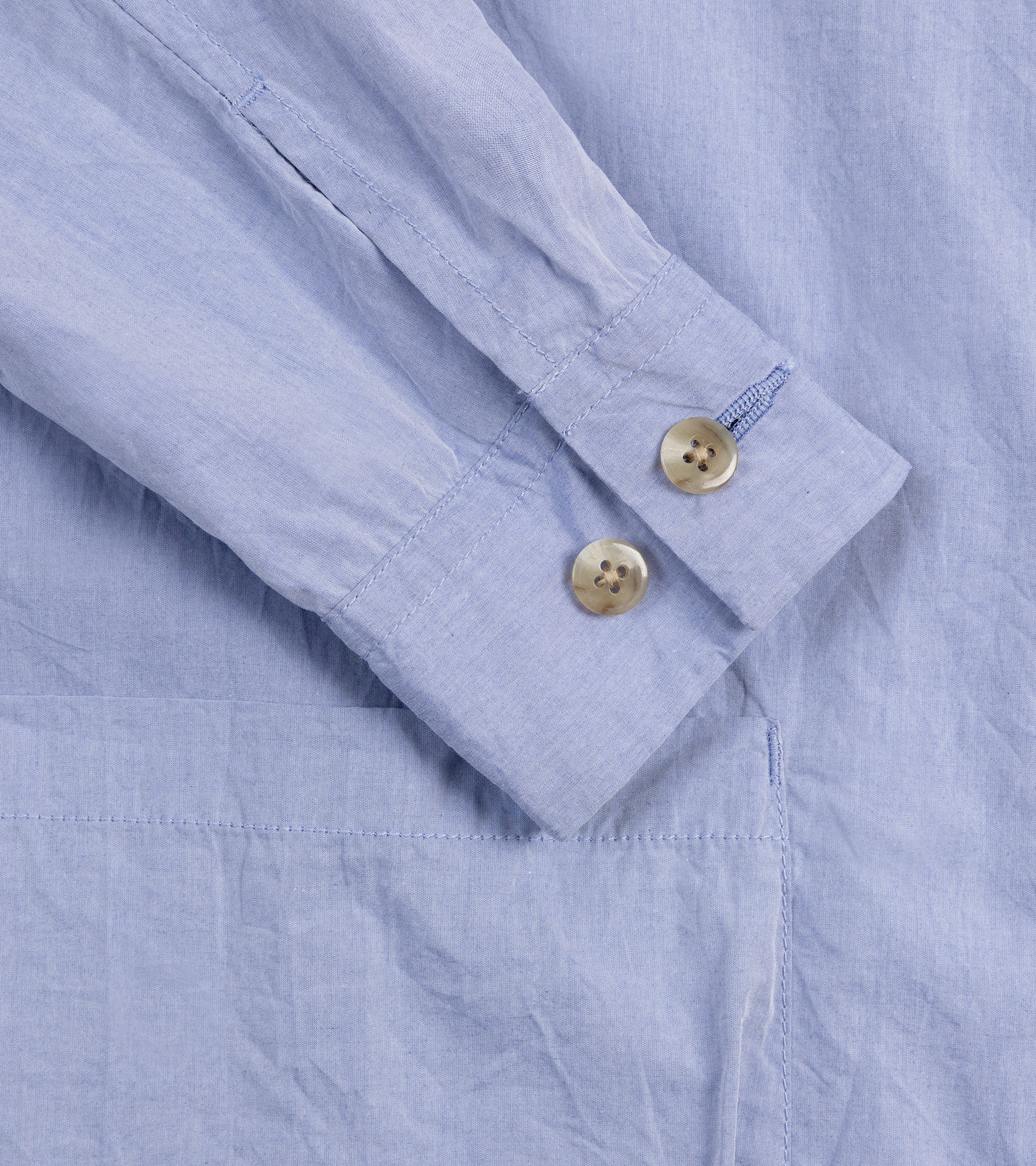 Sage de Cret Crinkle Cotton Typewriter Shirt Jacket: Blue - Image 3