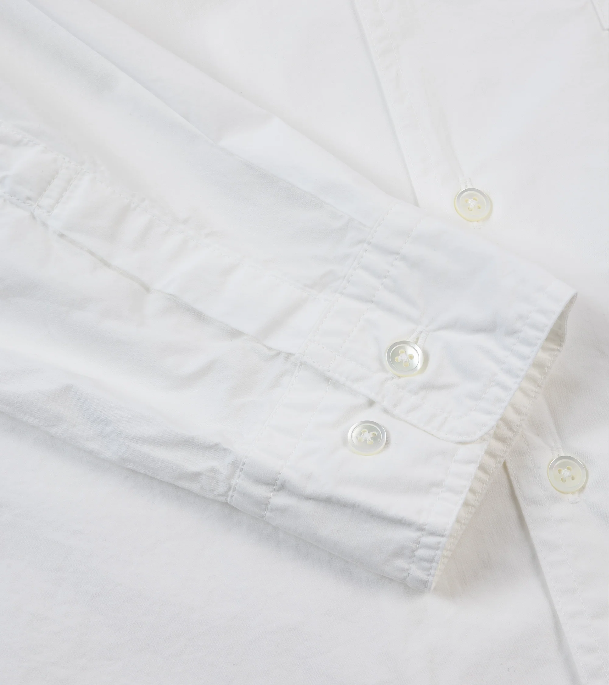 Sage de Cret Organic Cotton Broadcloth Stand Collar Long Shirt: Off White - Image 4