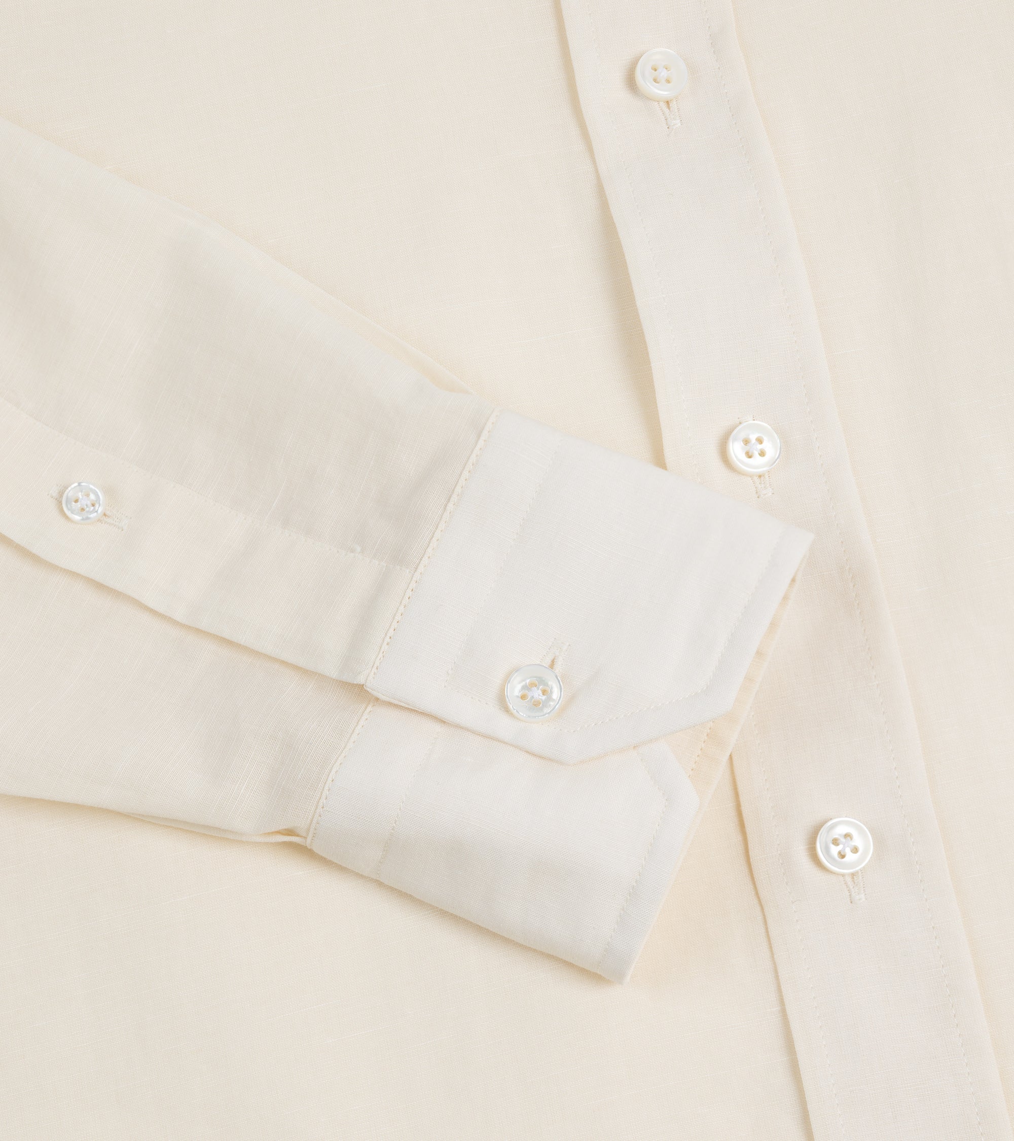 Salvatore Piccolo Cotton Linen Formal Shirt: Cream - Image 3
