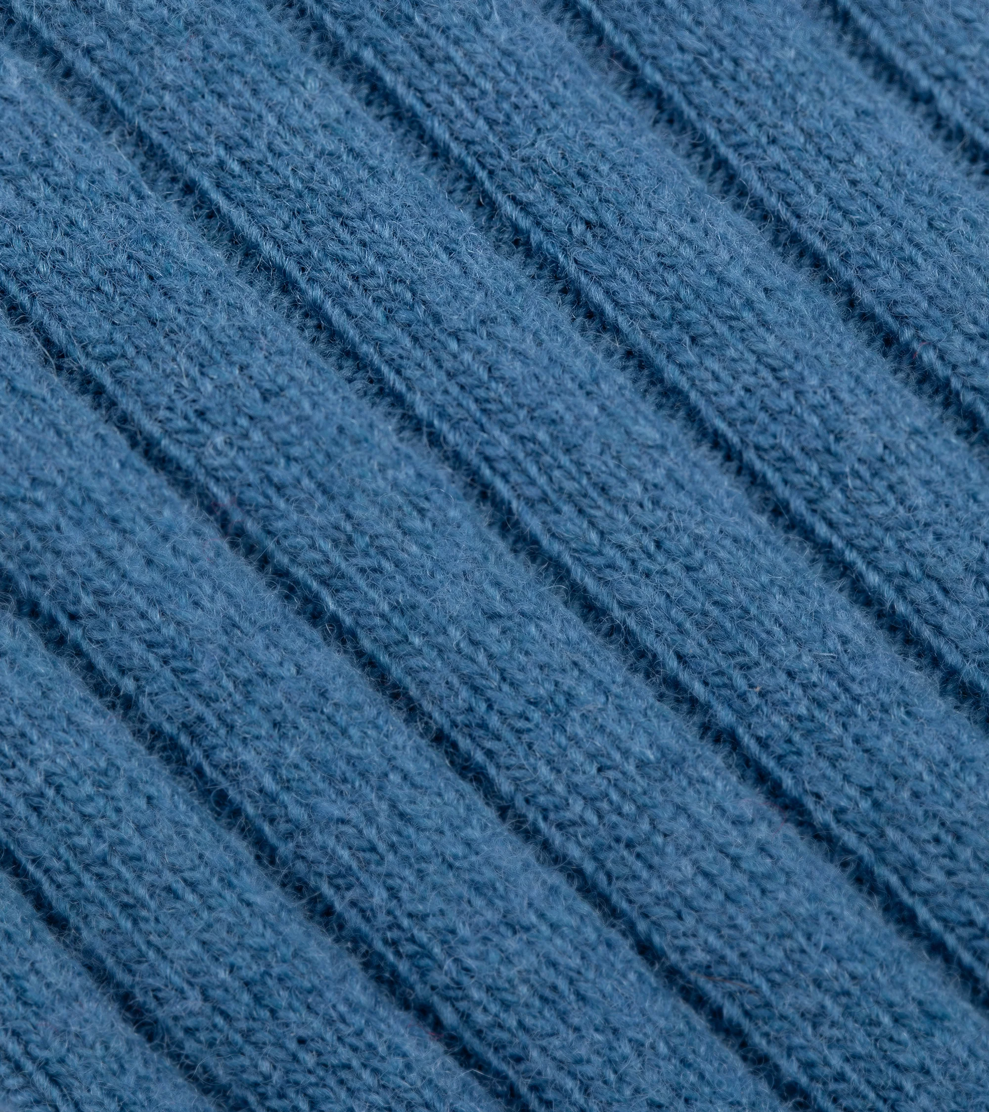 Tabio Merino Ribbed Socks: Blue - Image 3