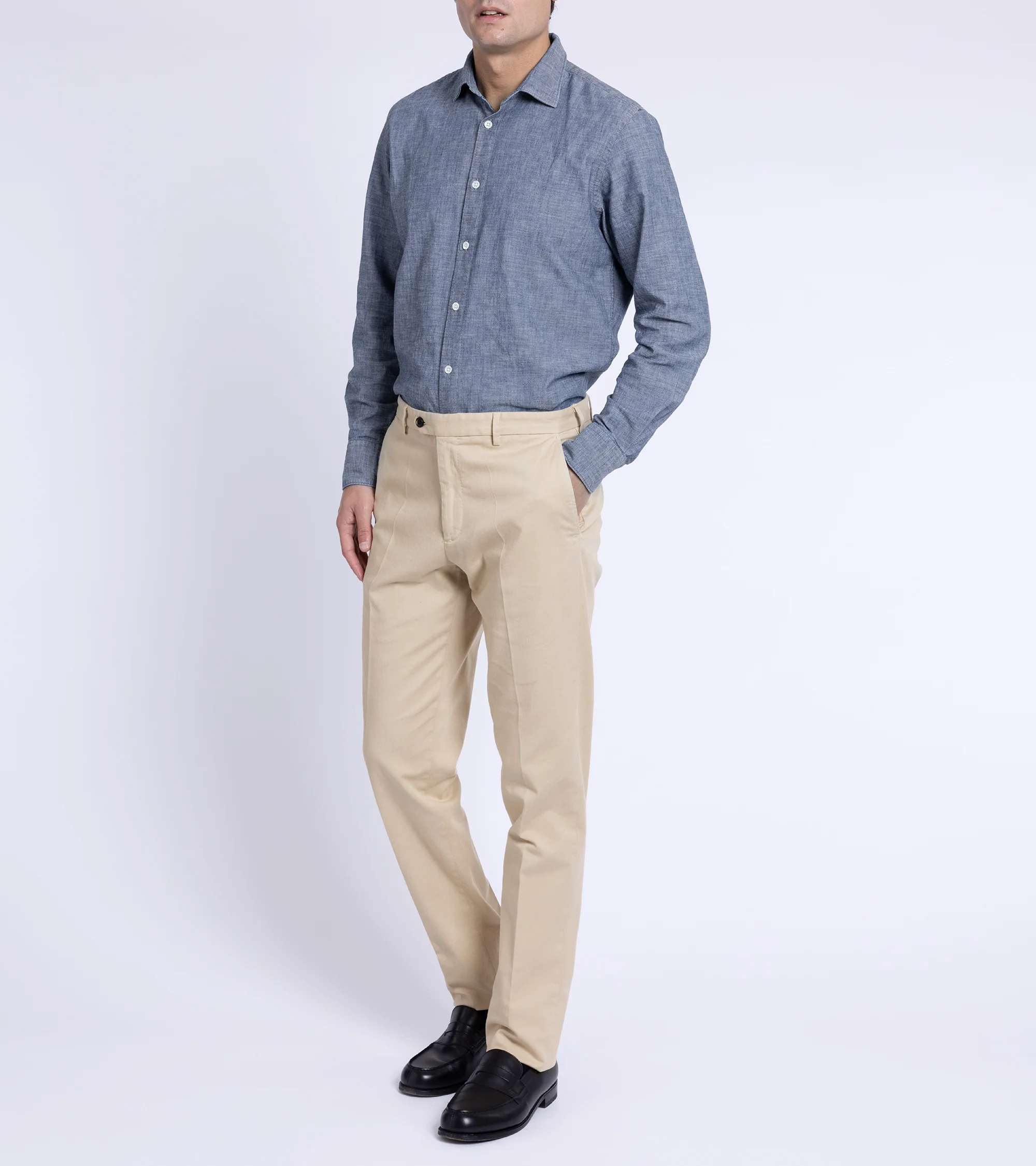 Trunk Austin Japanese Chambray Shirt: Dark Blue - Image 6