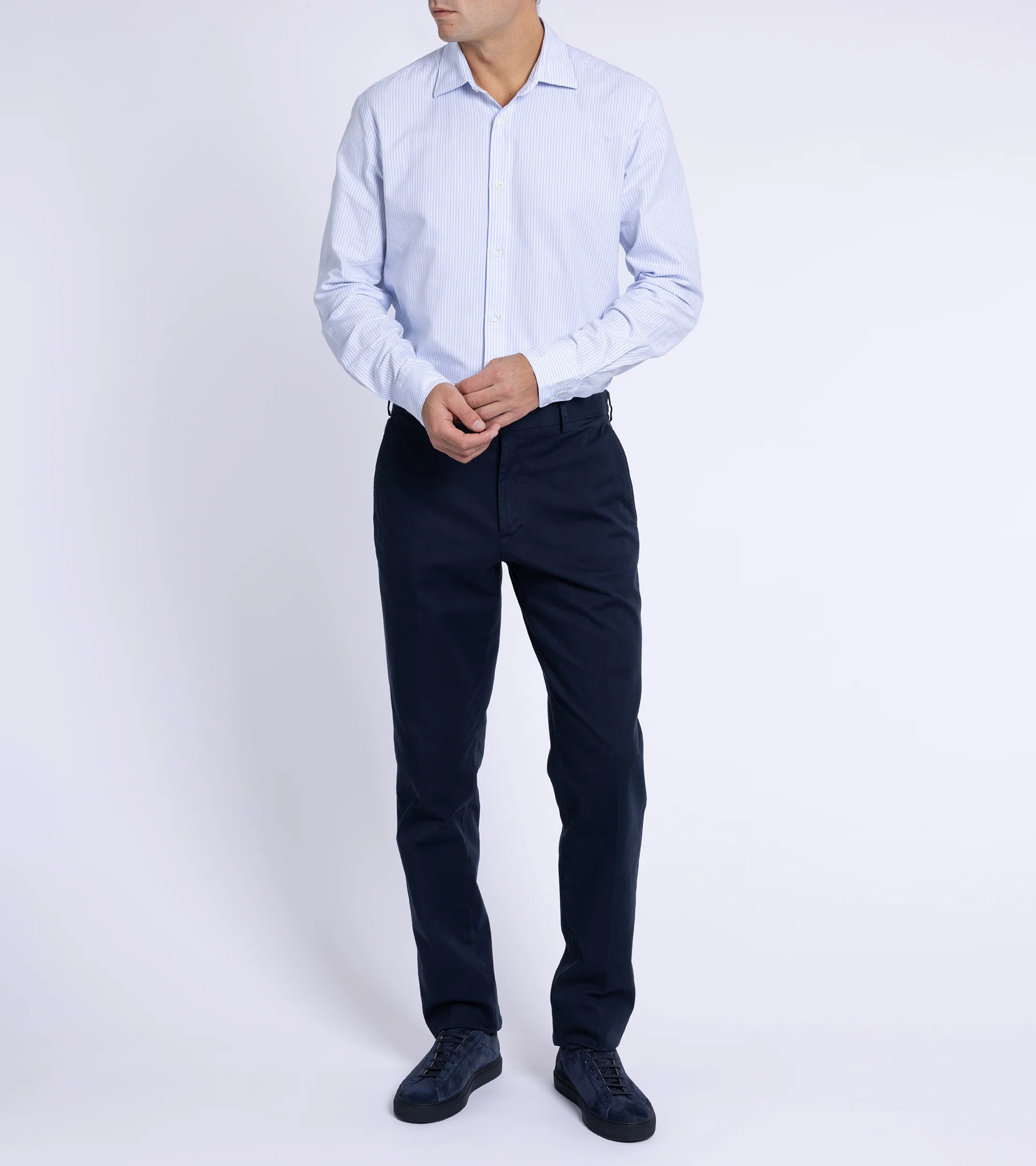 Trunk Austin Cotton Stripe Oxford Shirt: Light Blue - Image 6