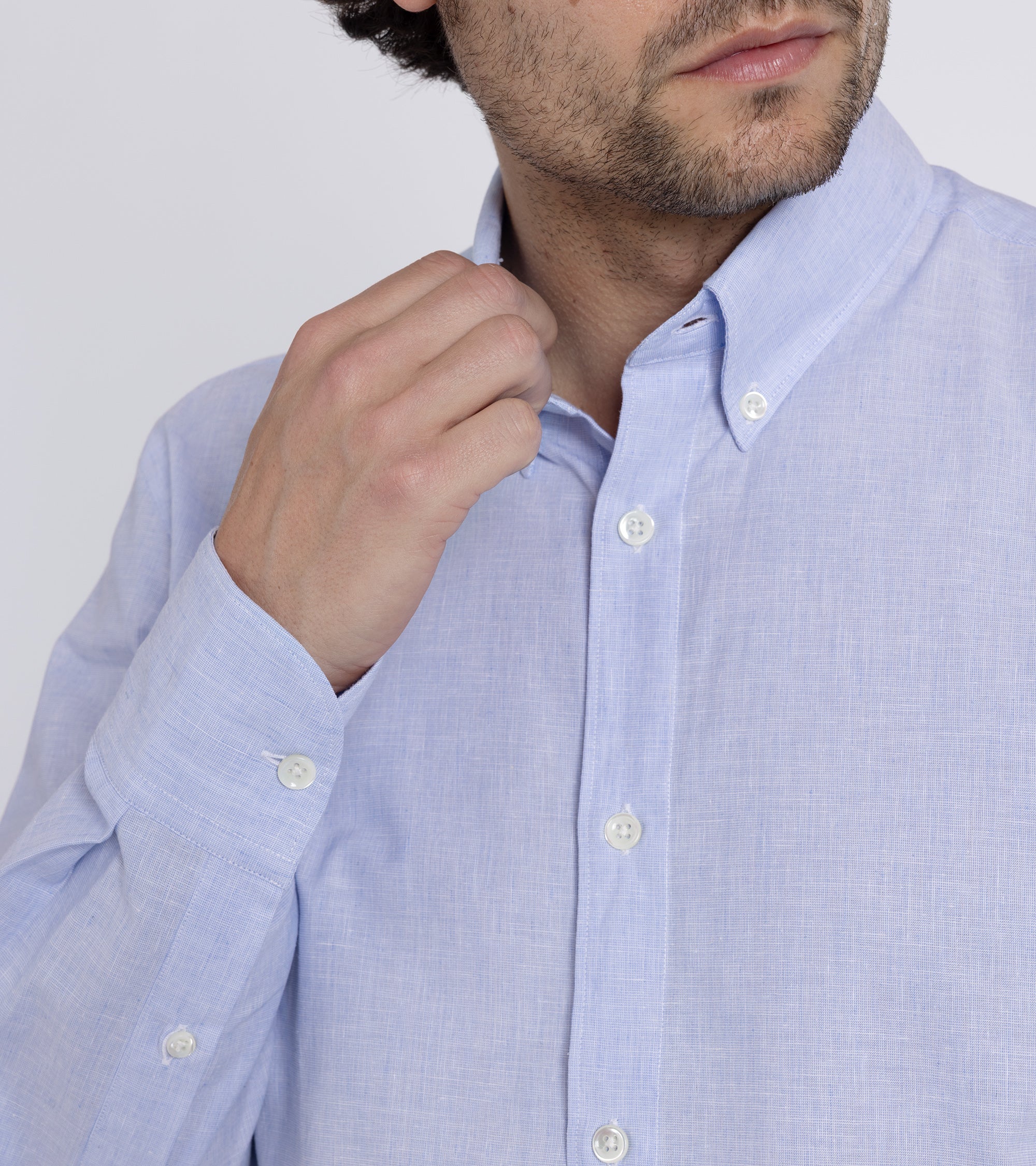 Trunk Eldon Cotton Linen Shirt: Light Blue - Image 5