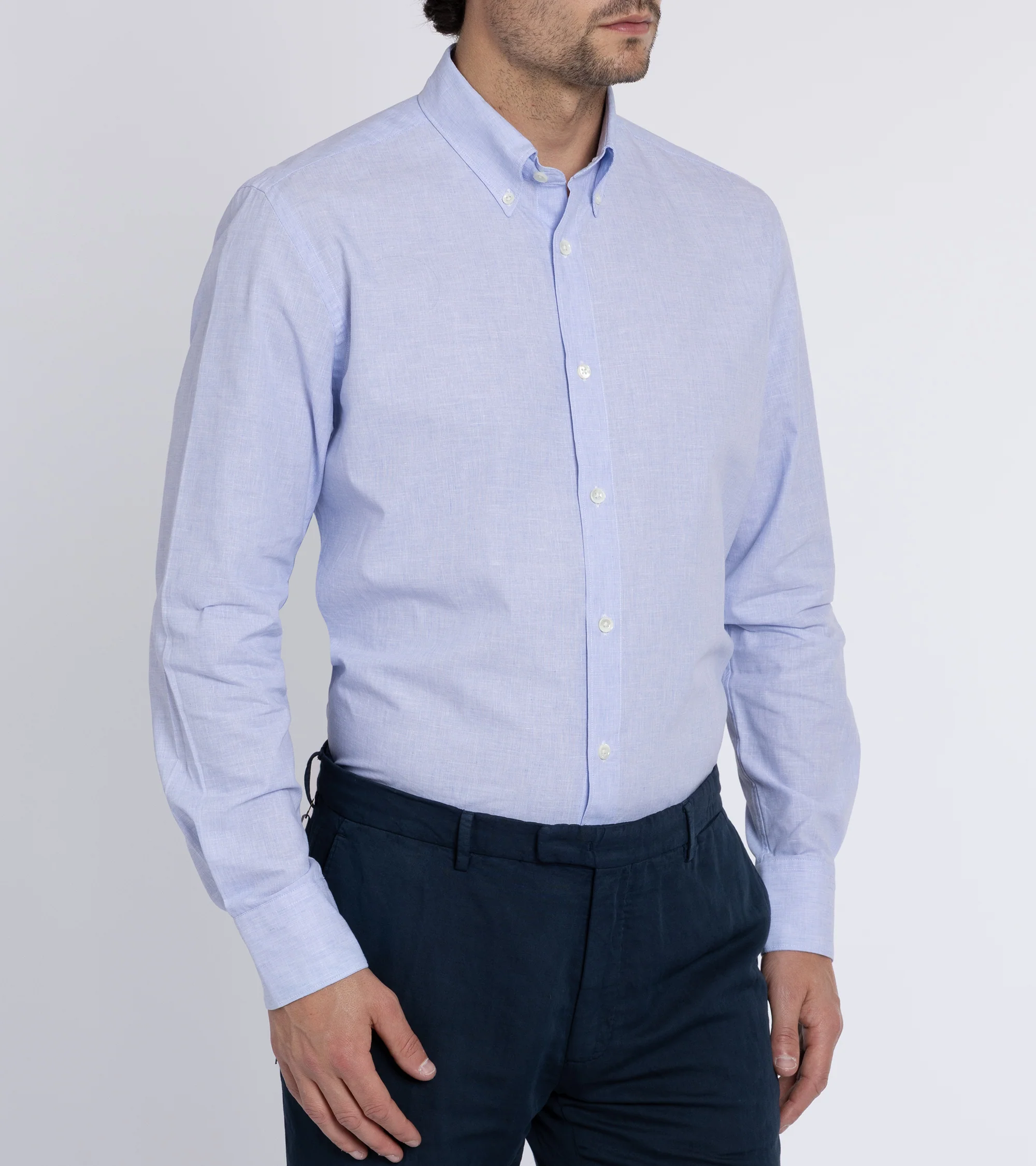 Trunk Eldon Cotton Linen Shirt: Light Blue - Image 6