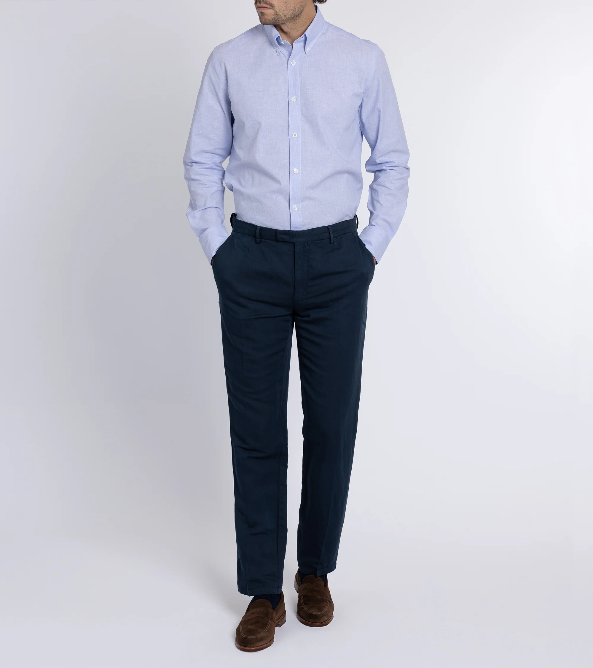 Trunk Eldon Cotton Linen Shirt: Light Blue - Image 7