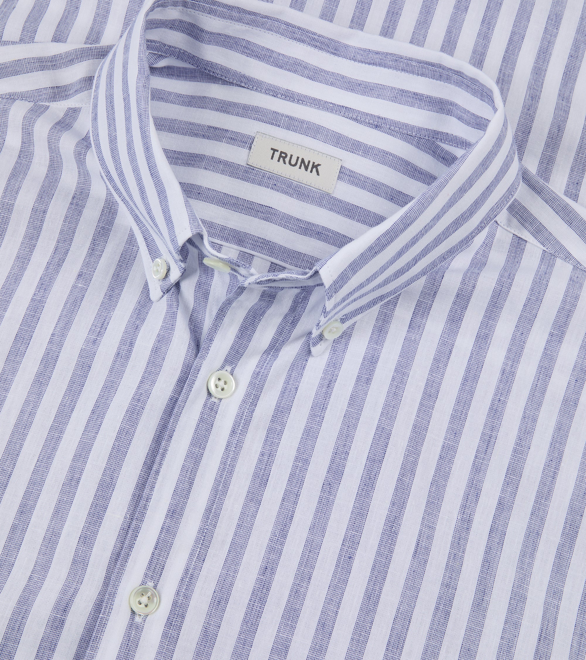 Trunk Eldon Cotton Linen Stripe Shirt: Dark Blue - Image 3