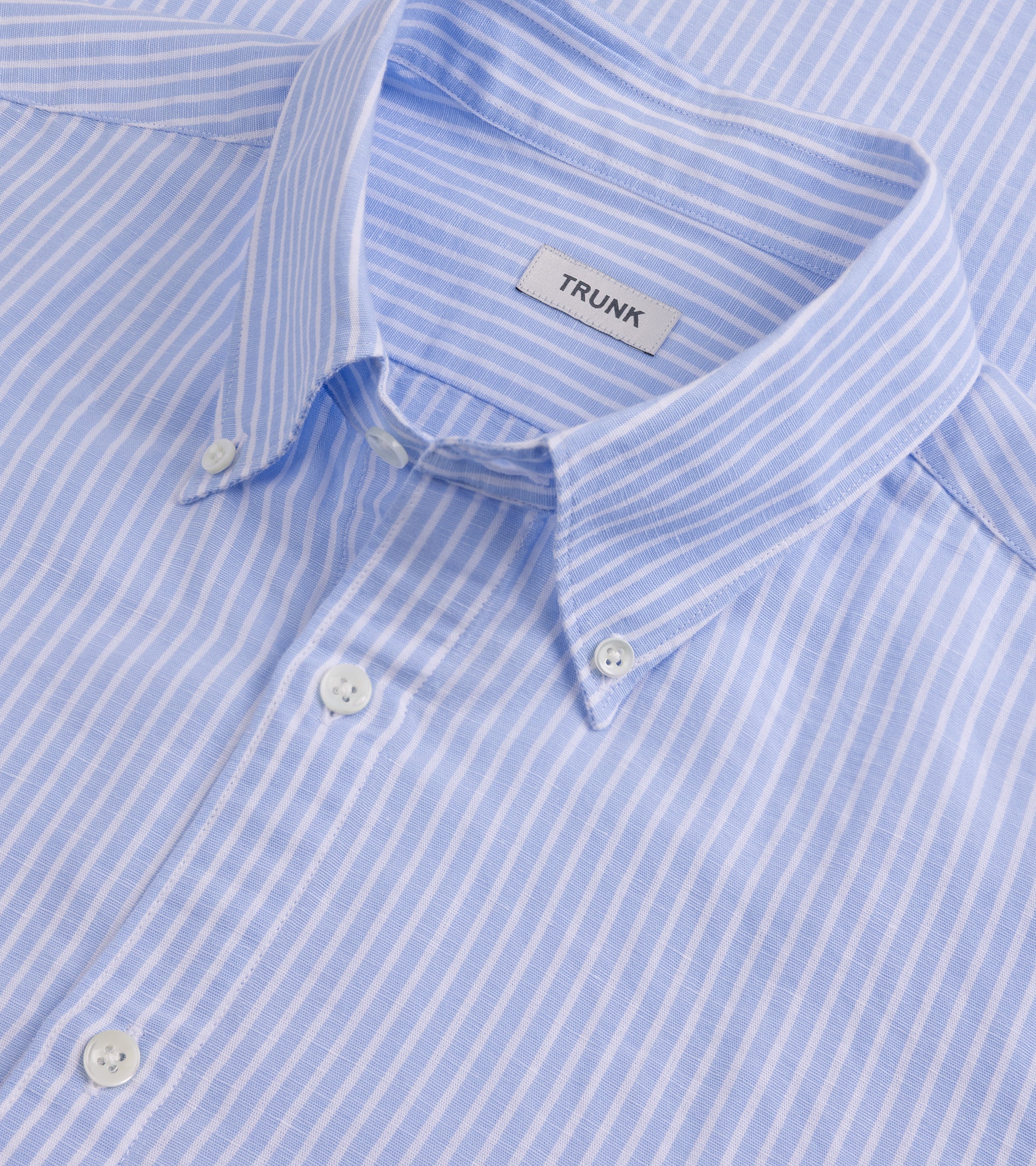 Trunk Eldon Cotton Linen Stripe Shirt: Light Blue - Image 3