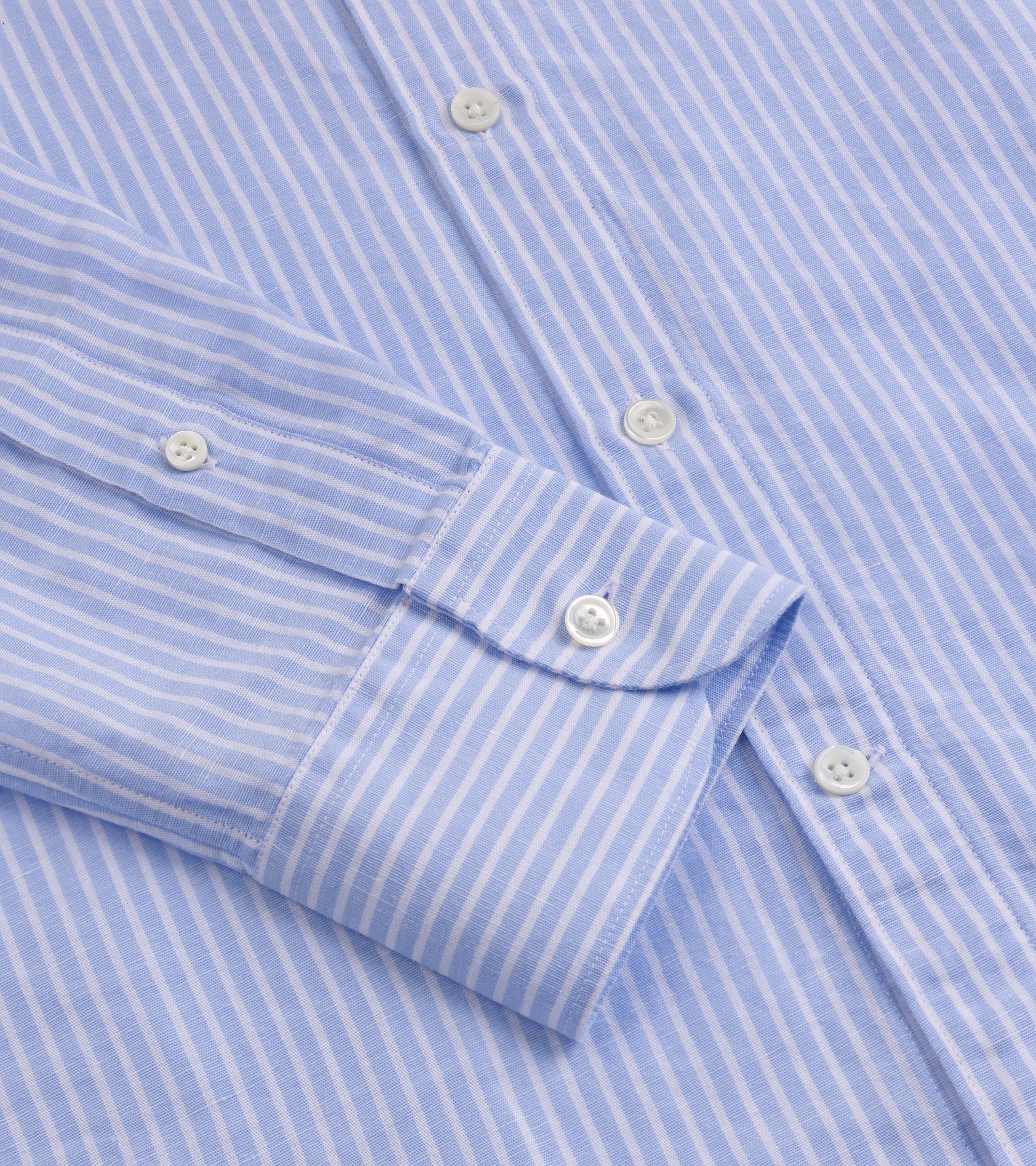 Trunk Eldon Cotton Linen Stripe Shirt: Light Blue - Image 4