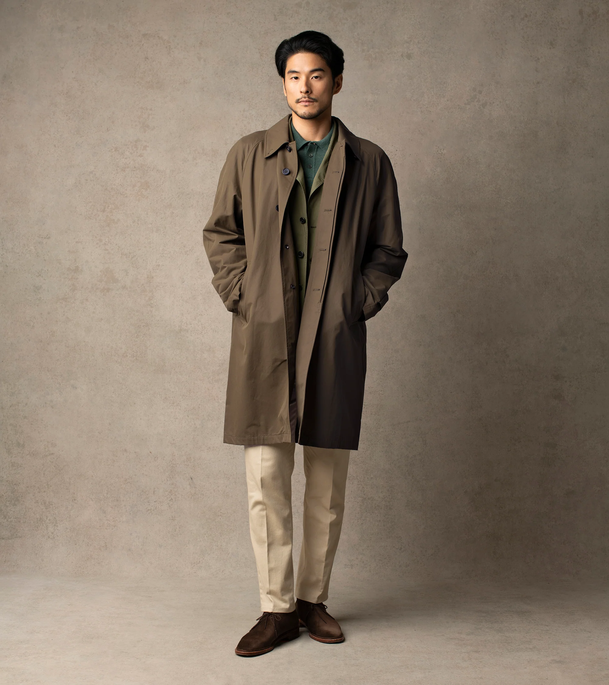 Trunk Harding Cotton Blend Raincoat: Olive - Image 11