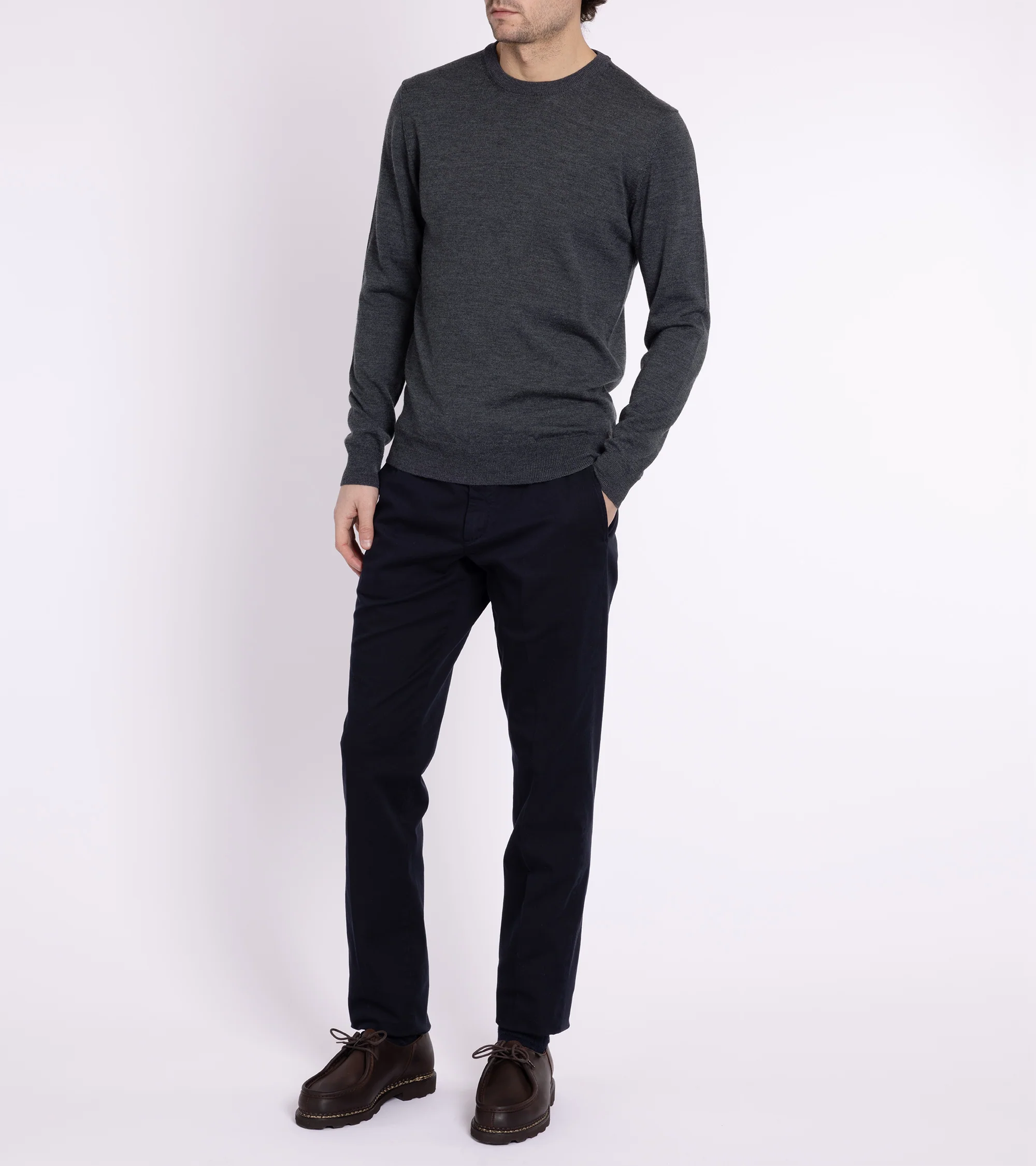 Trunk Harley Merino Crew Neck Sweater: Dark Grey - Image 7