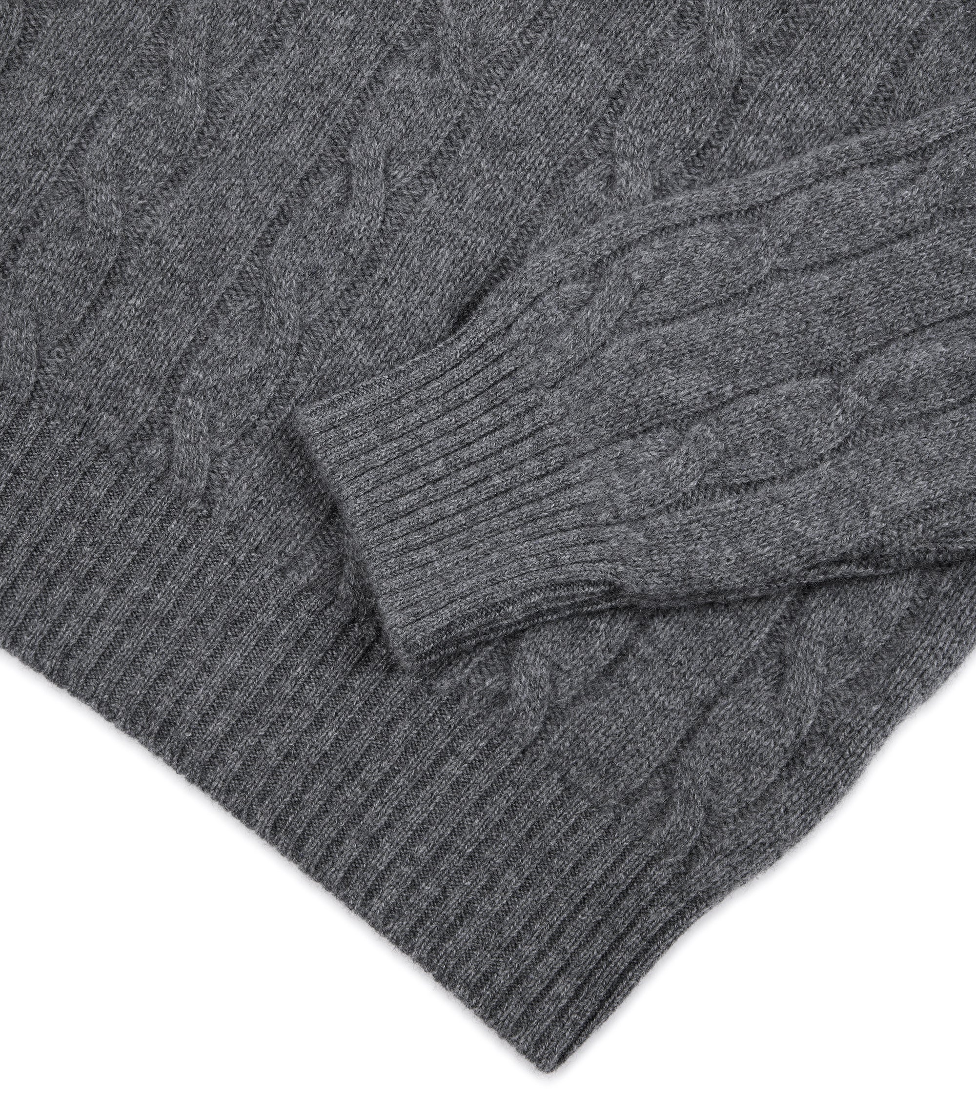 Trunk Hart Cashmere Cable Knit Crew Neck Sweater: Grey - Image 4