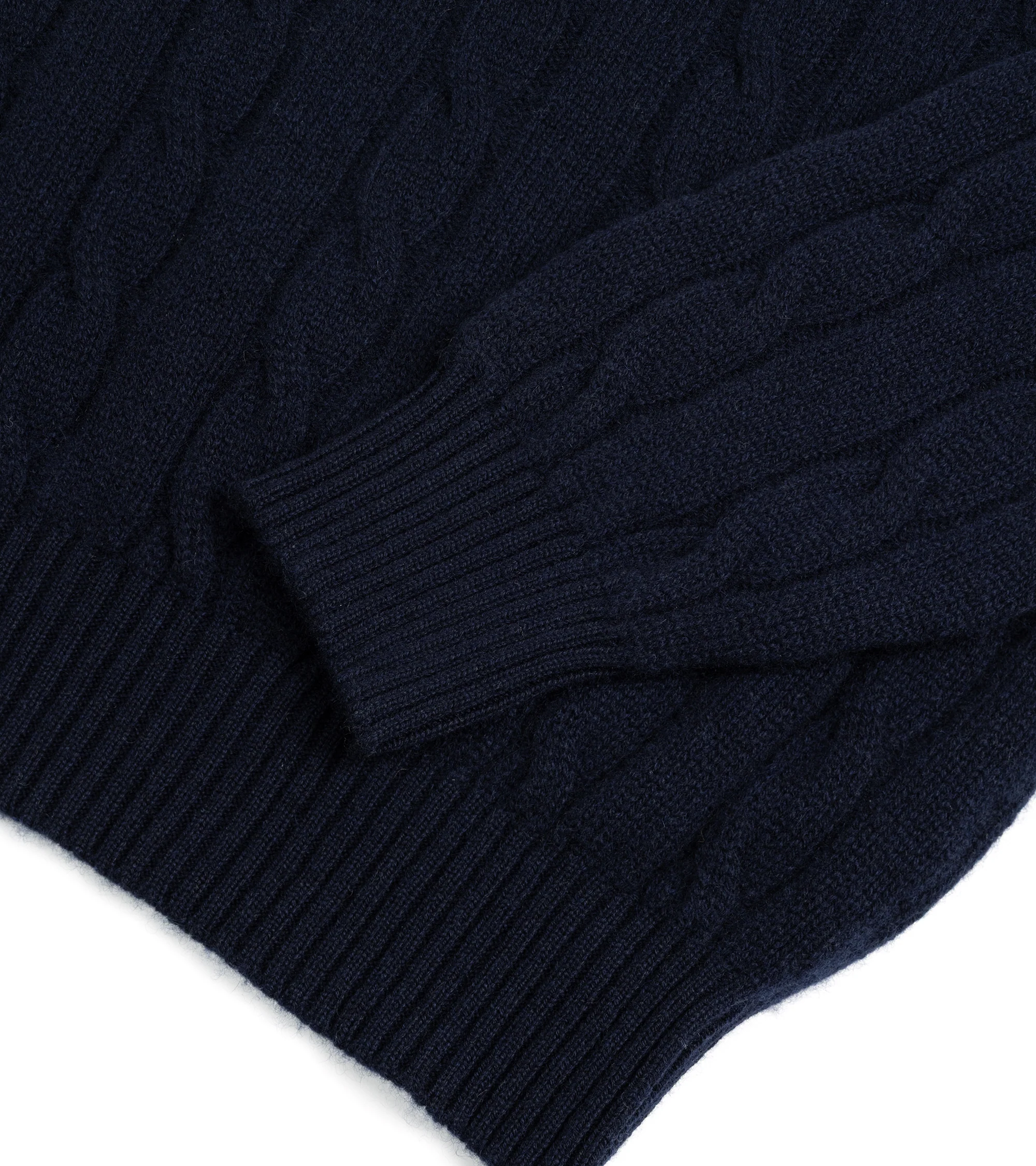 Trunk Hart Cashmere Cable Knit Crew Neck Sweater: Navy - Image 3