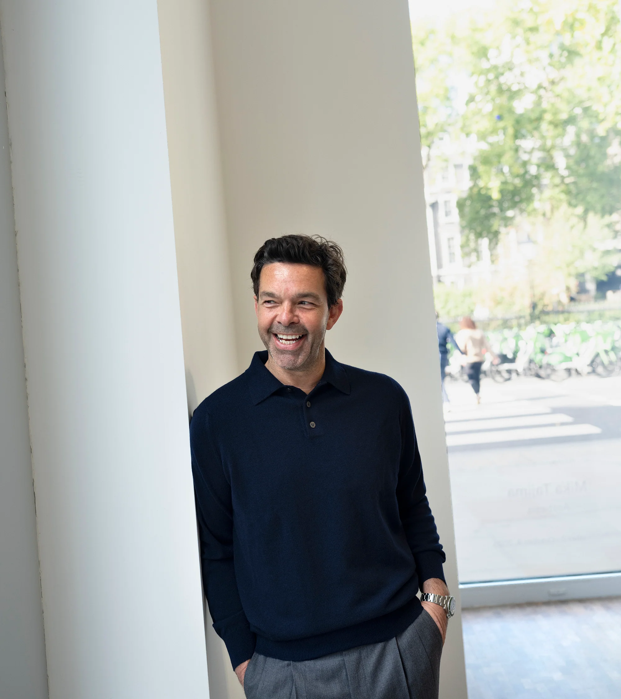 Trunk Hayne Cashmere Knit Polo Shirt: Navy - Image 4