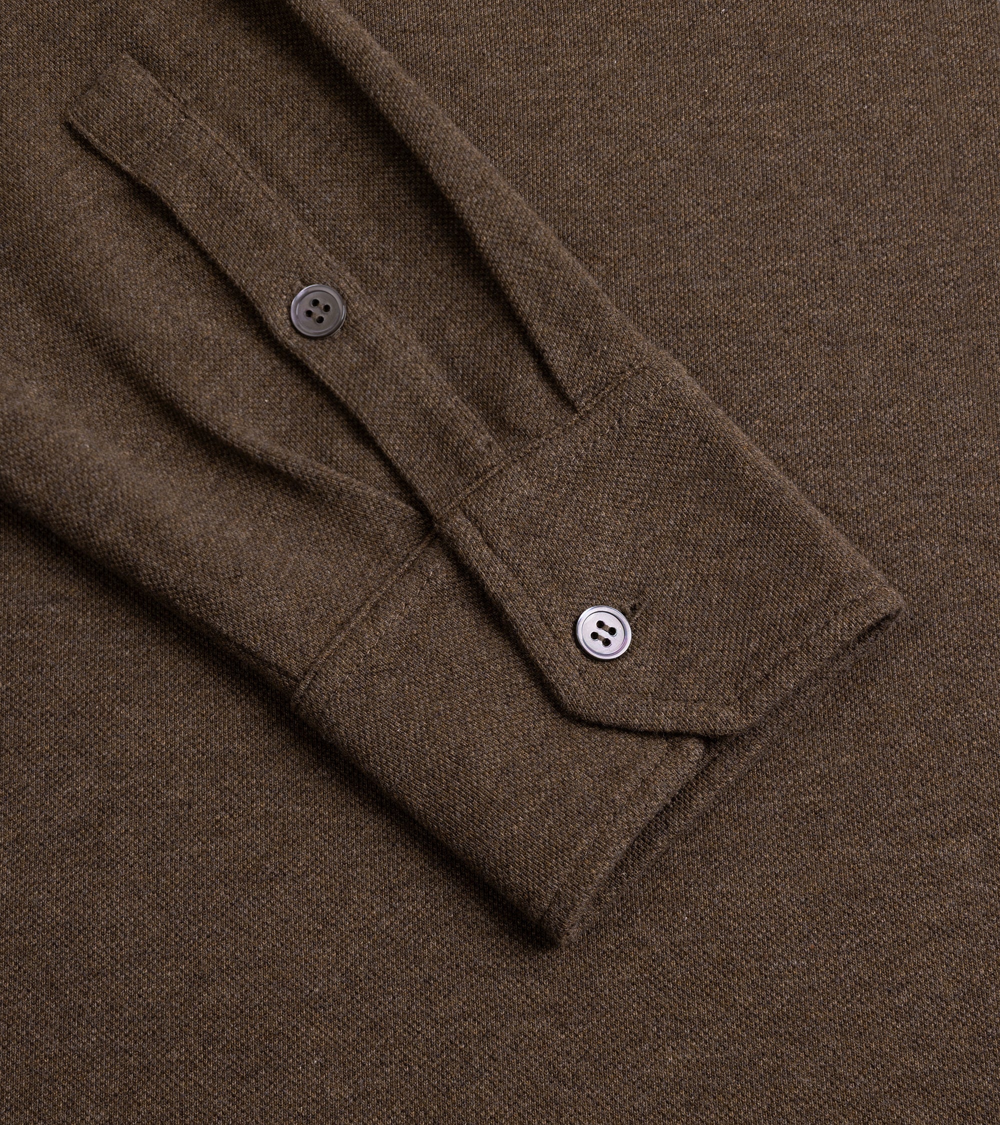 Trunk Moxon Long Sleeve Polo Shirt: Brown Marl - Image 4