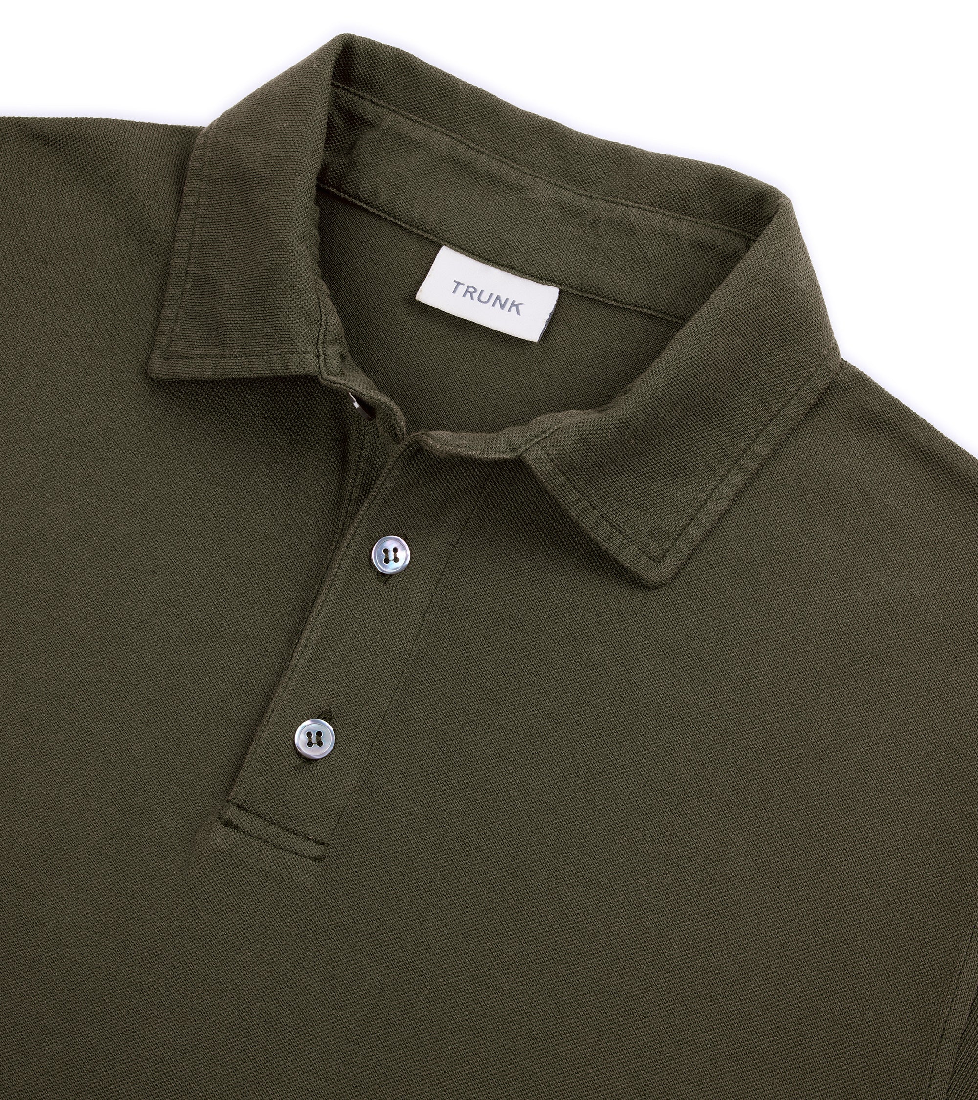Trunk Moxon Long Sleeve Polo Shirt: Olive Moss - Image 4
