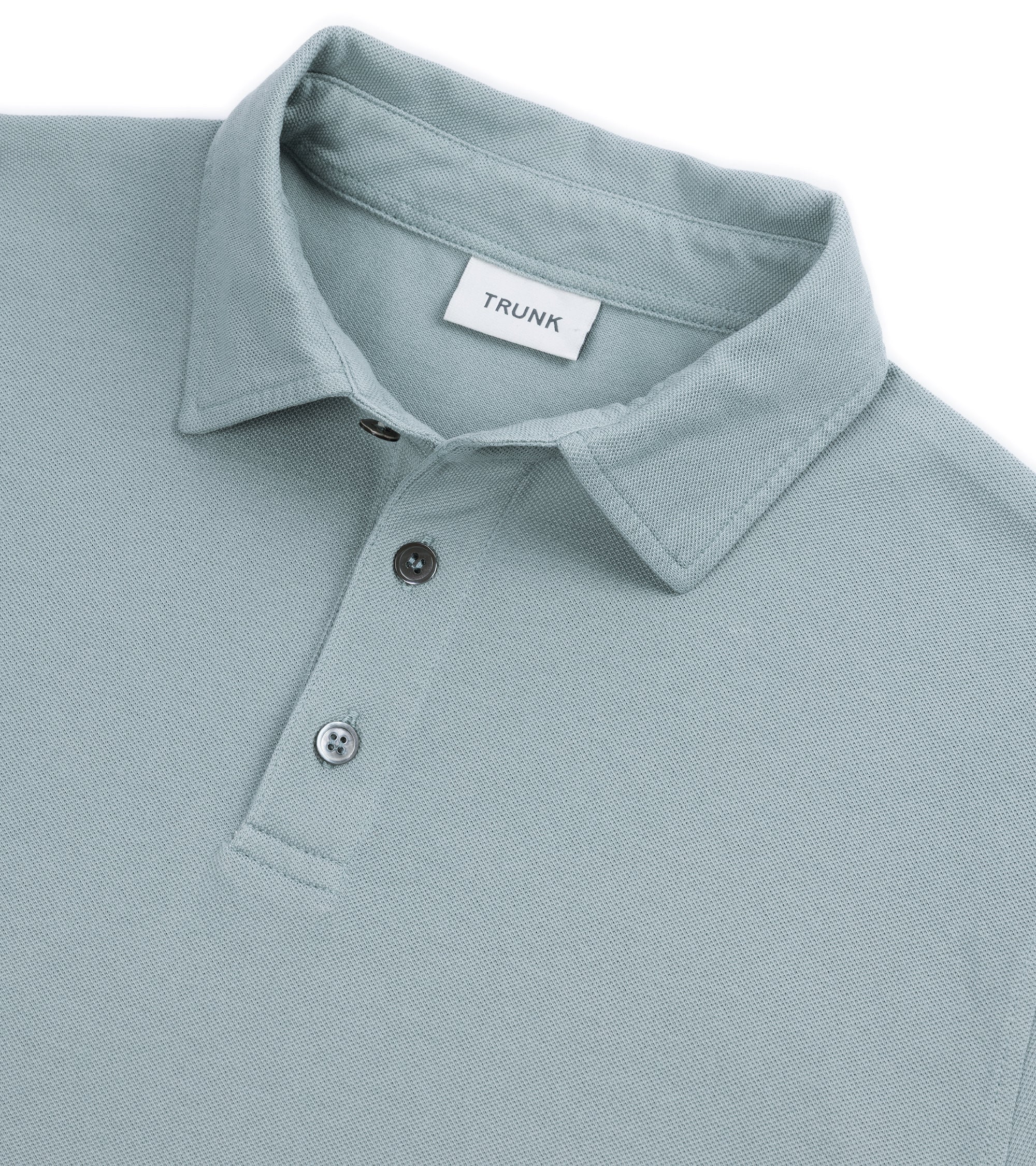 Trunk Moxon Long Sleeve Polo Shirt: Slate Blue - Image 3