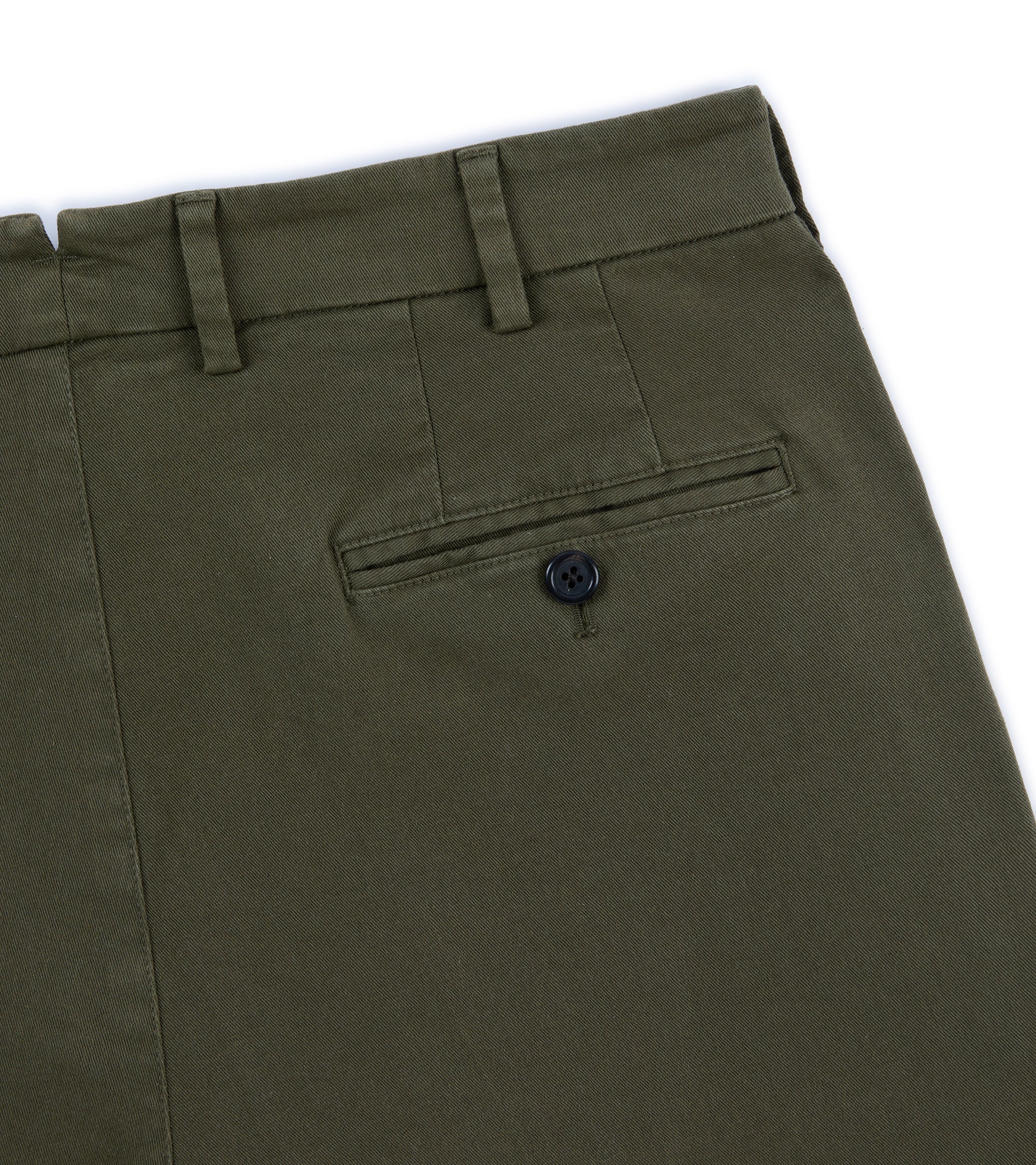 Trunk Palmer Flat Front Cotton Twill Trousers: Olive - Image 5