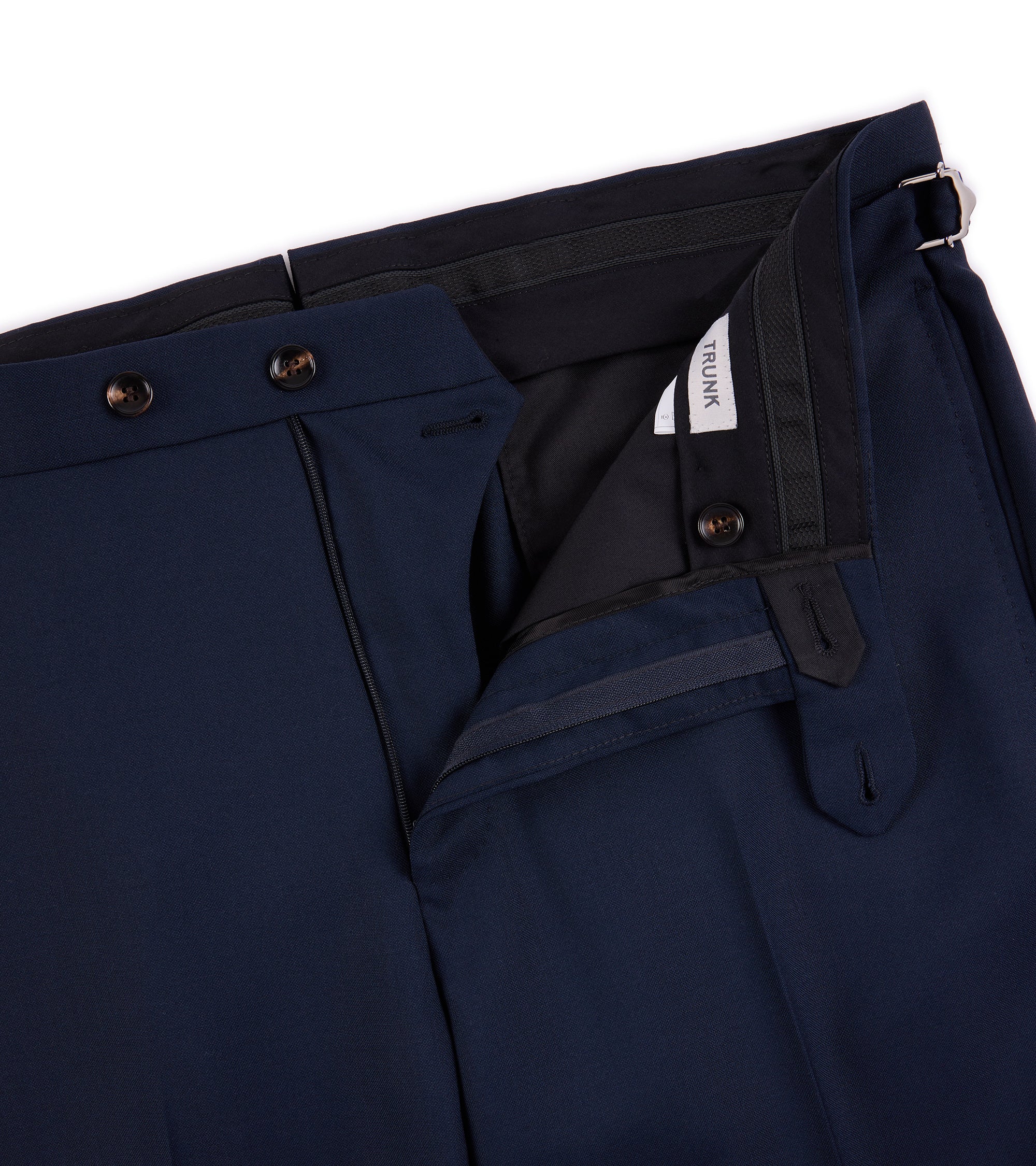 Trunk Walbrook High Twist Wool Suit Trousers: Navy - Image 4
