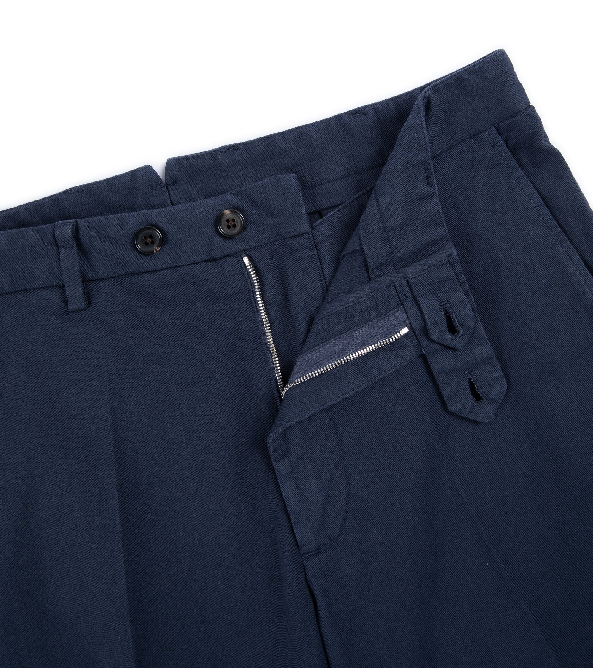 Trunk Palmer Flat Front Cotton Twill Trousers: Light Navy - Image 4