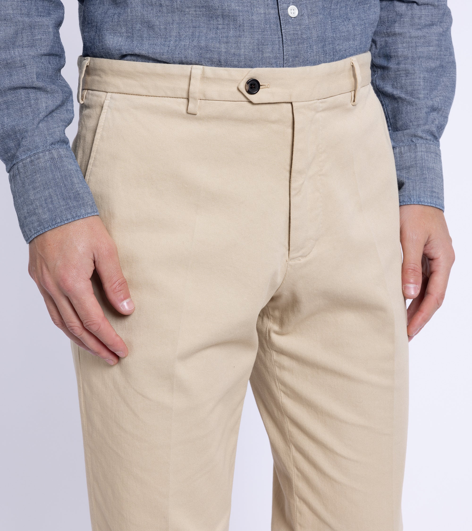 Trunk Palmer Flat Front Cotton Twill Trousers: Sand - Image 7